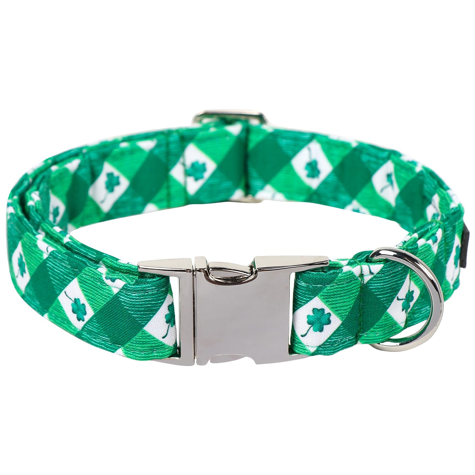 Maca Bates St Patricks Day Dog Collar Irish Clover Dogs Collars Plaid Green Spring Adjustable Durable Saint Patrick'S Shamrock S