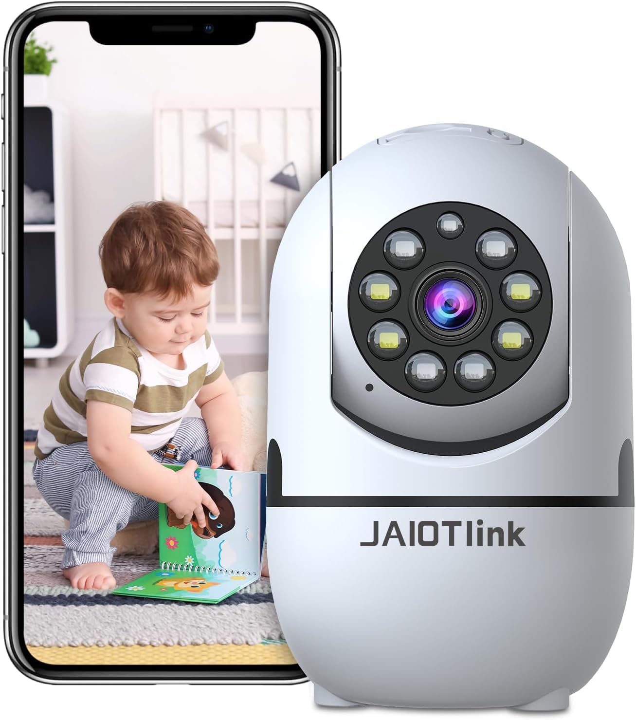 JAIOTlink 1080P Indoor Camera Wireless for Home Security, 5G&2.4G WiFi Baby/Dog/Pet Camera with Phone APP, Color Night Vision, M