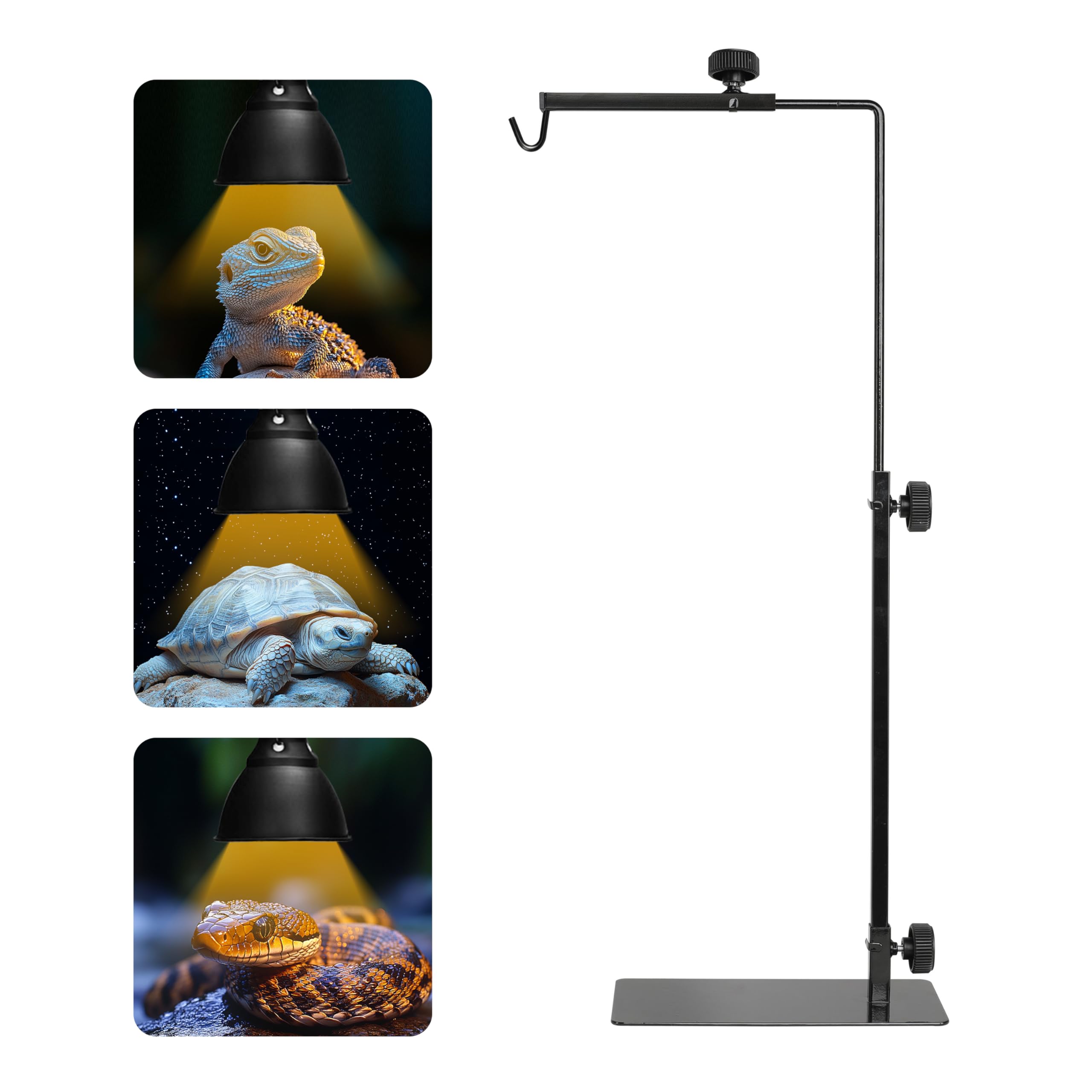 Simple Deluxe Reptile Light Stand Adjustable 16-32 inch Floor Lamp Holder, Metal Bracket for Reptile Tank & Terrarium Heating Li
