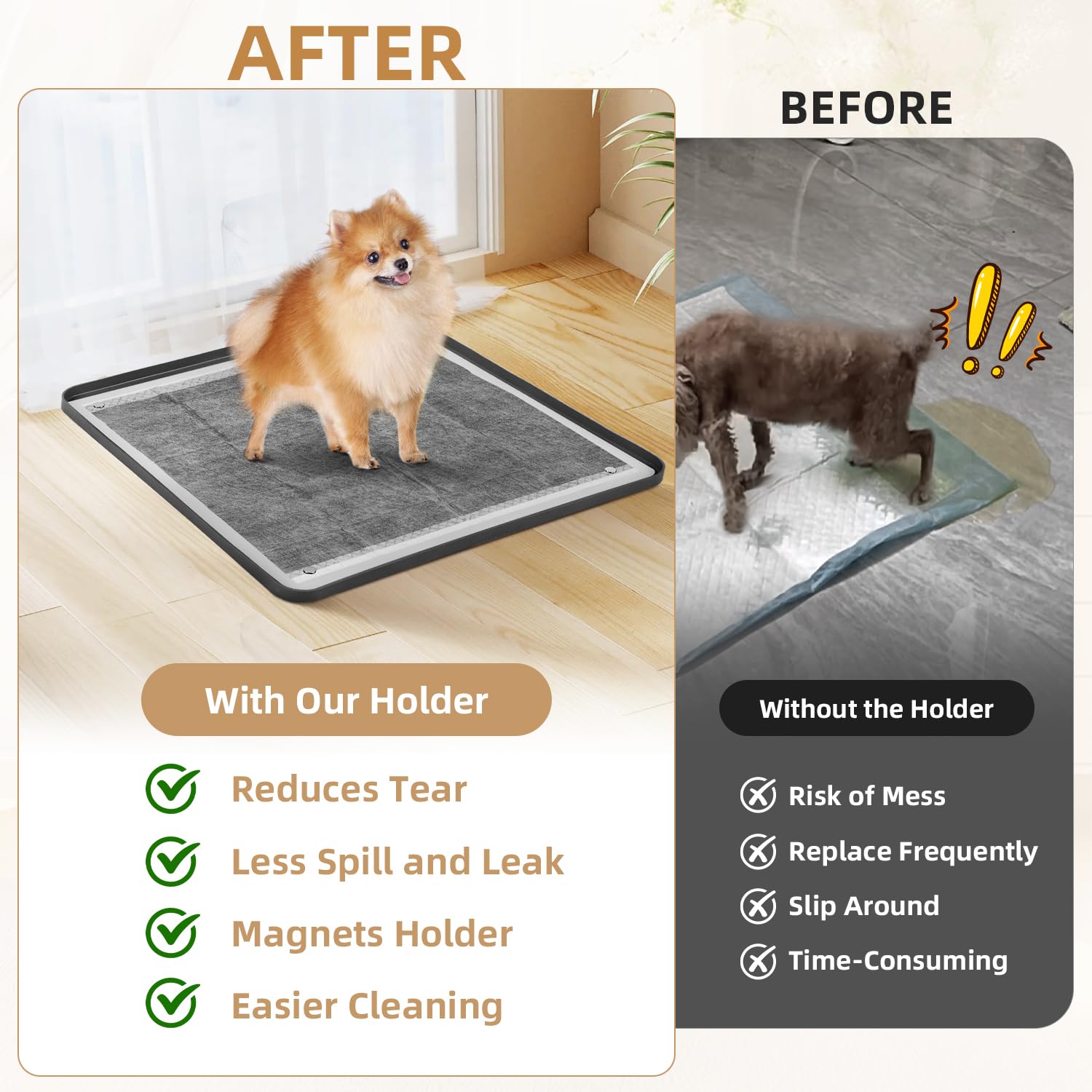 Mora Pets Pee Pad Holder With Magnets 24 X 24 Inch Raised Edge Silicone Training Mat Indoor Dog Potty Tray Non-Slip Easy Cleanin