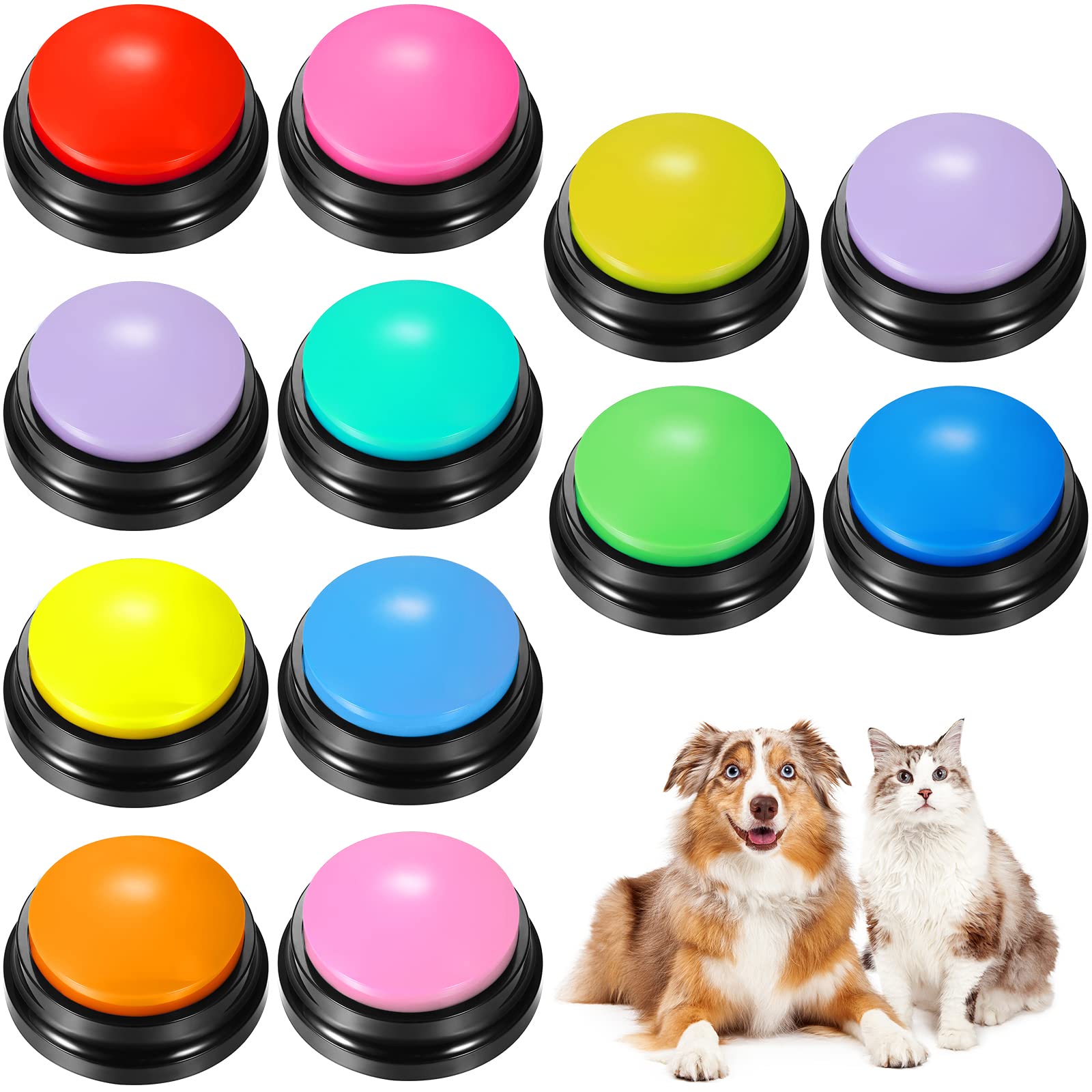 Chumia 12 Pcs Dog Buttons For Communication Dog Talking Voice Recording Buttons 30 Second Record & Playback Pet Speech Training Buzzers For Animal Office Home Game