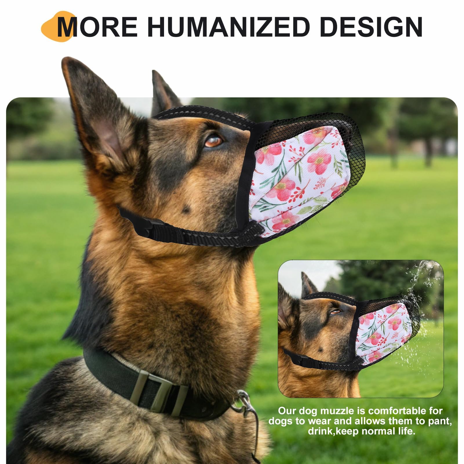K9Meme Dog Muzzle, Soft Air Mesh Muzzle For Large Medium Small Dogs Anti Chewing, Breathable Reflective Adjustable Pet Muzzle To