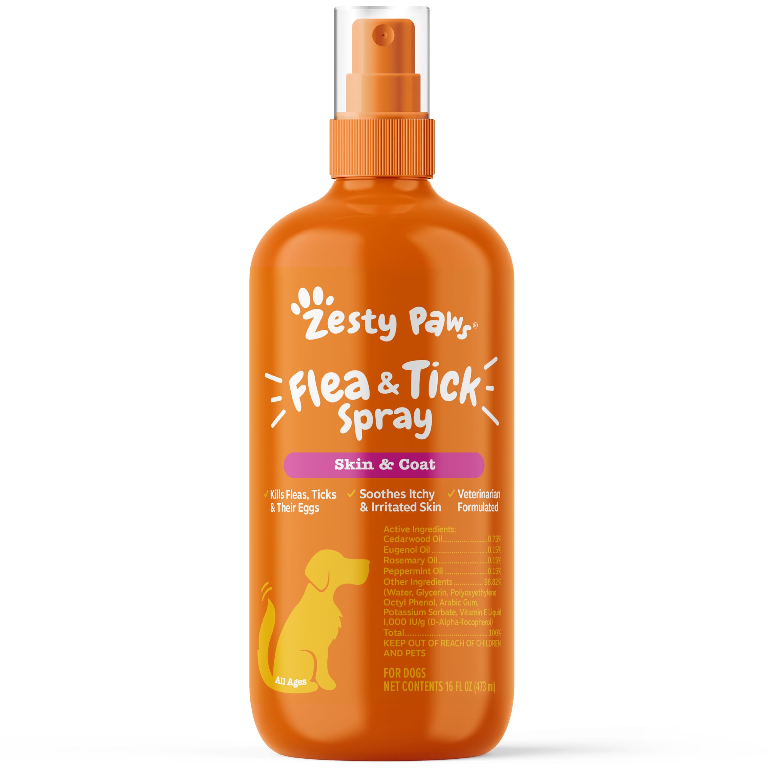 Zesty Paws Flea and Tick Spray for Dogs - Kill Fleas, Ticks & Their Eggs - Veterinarian Formulated - Soothes Itchy & Irritated D
