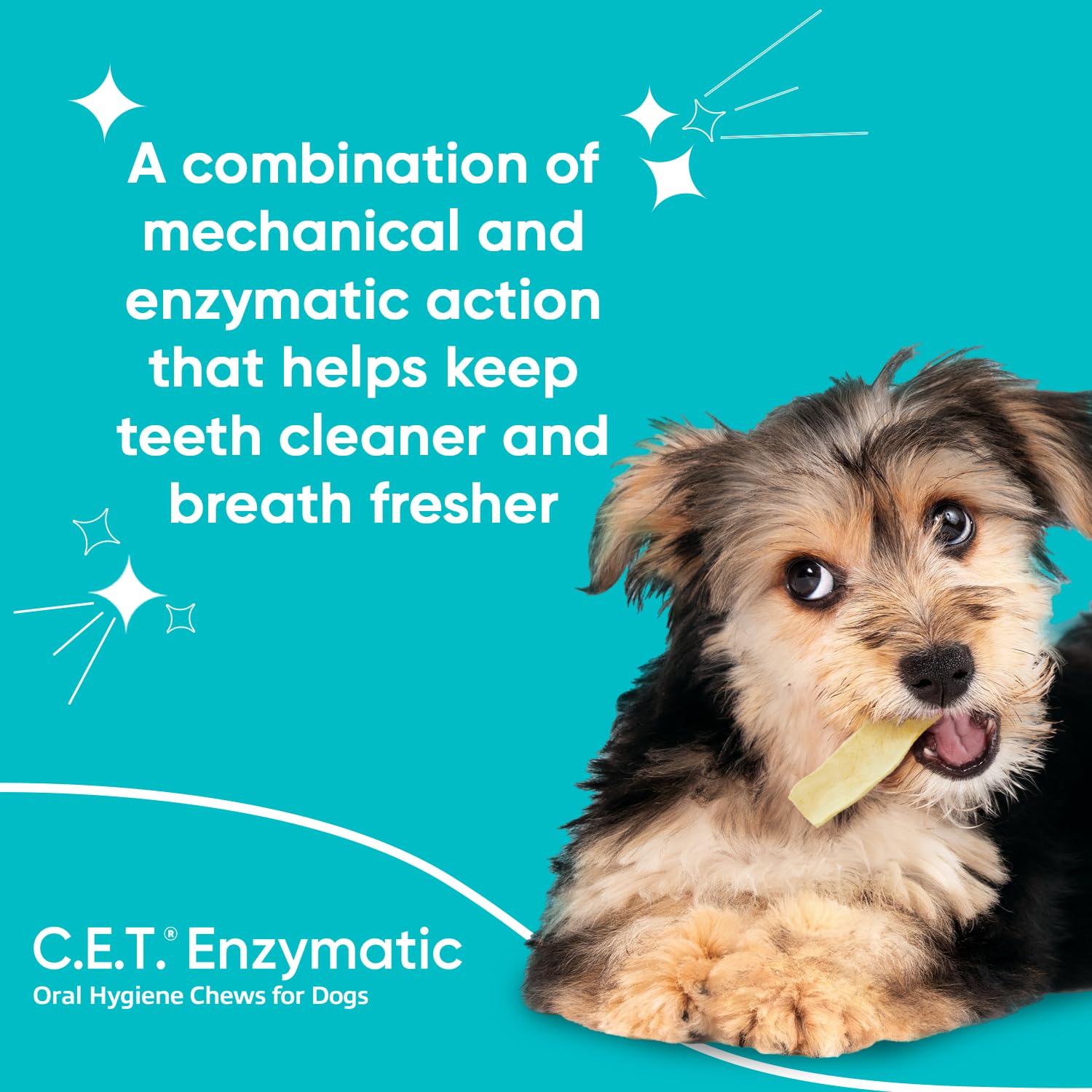 C.E.T. Enzymatic Oral Hygiene Chews for Dogs - Plaque & Tartar Control - Single Layer Beefhide with Exclusive Dual-Enzyme System