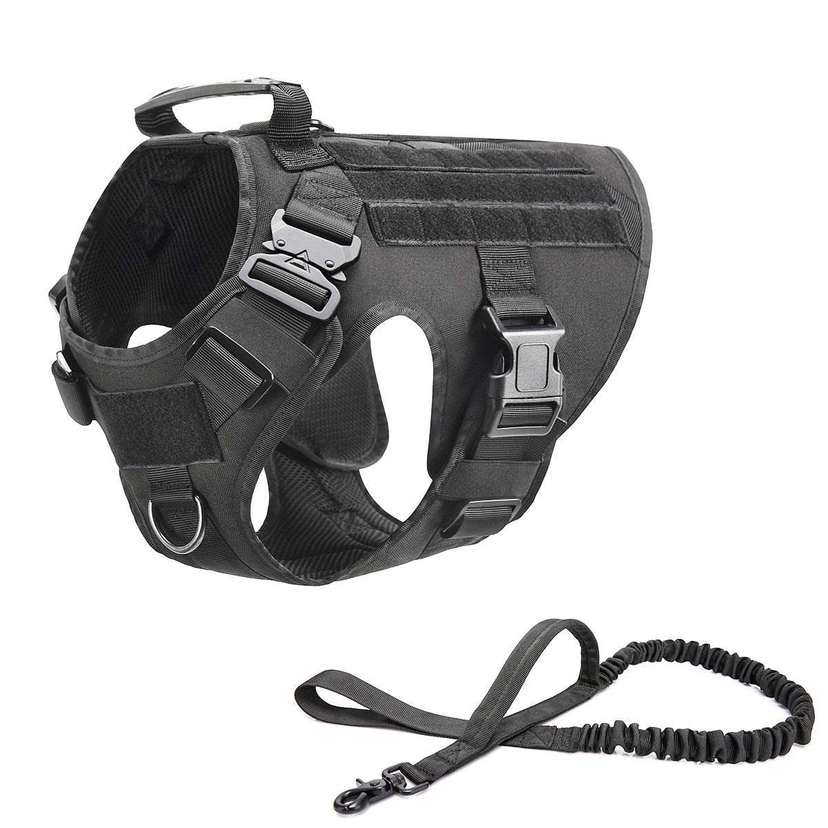 RubRab Tactical Dog Harness Vest with Handle Military Working Training Molle Vest with Metal Buckles & Loop Panels for Large Dog