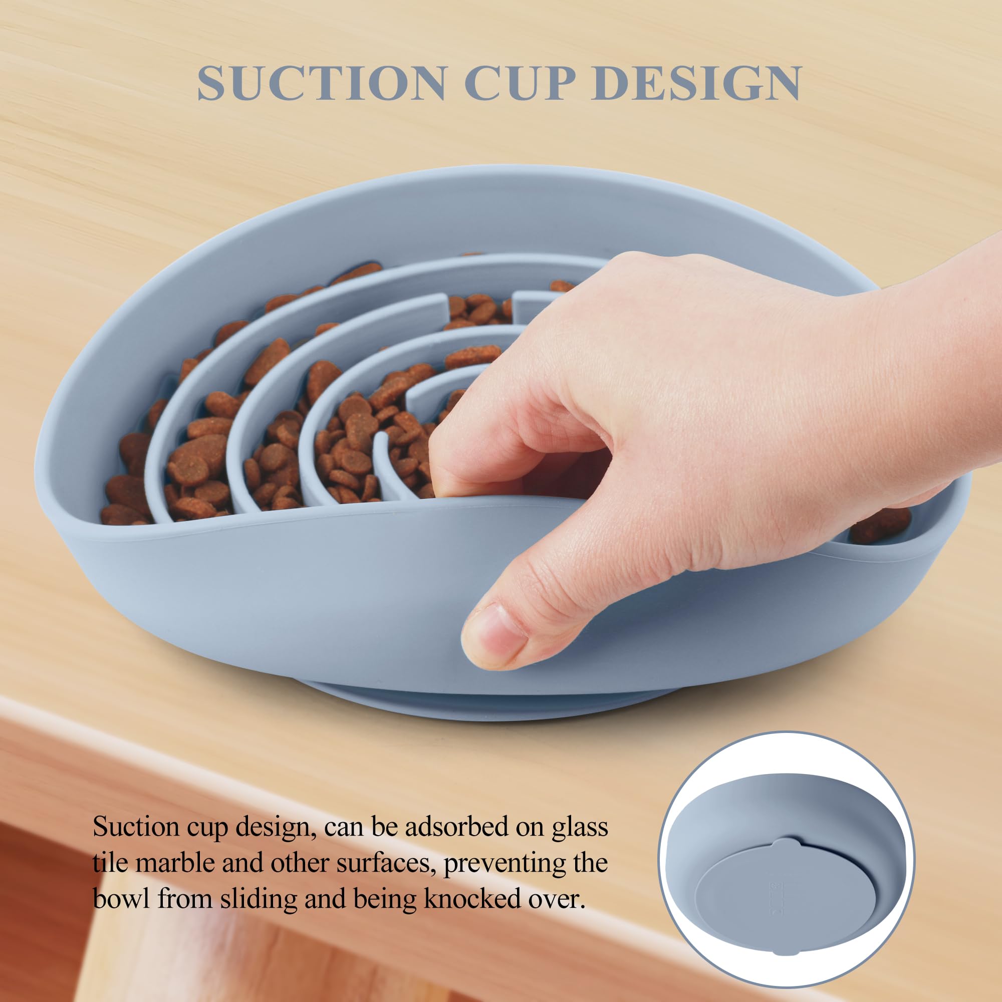 Coomazy Slow Feeder Dog Bowl, Silicone Material, Nonslip Design, BPA Free, Light Blue