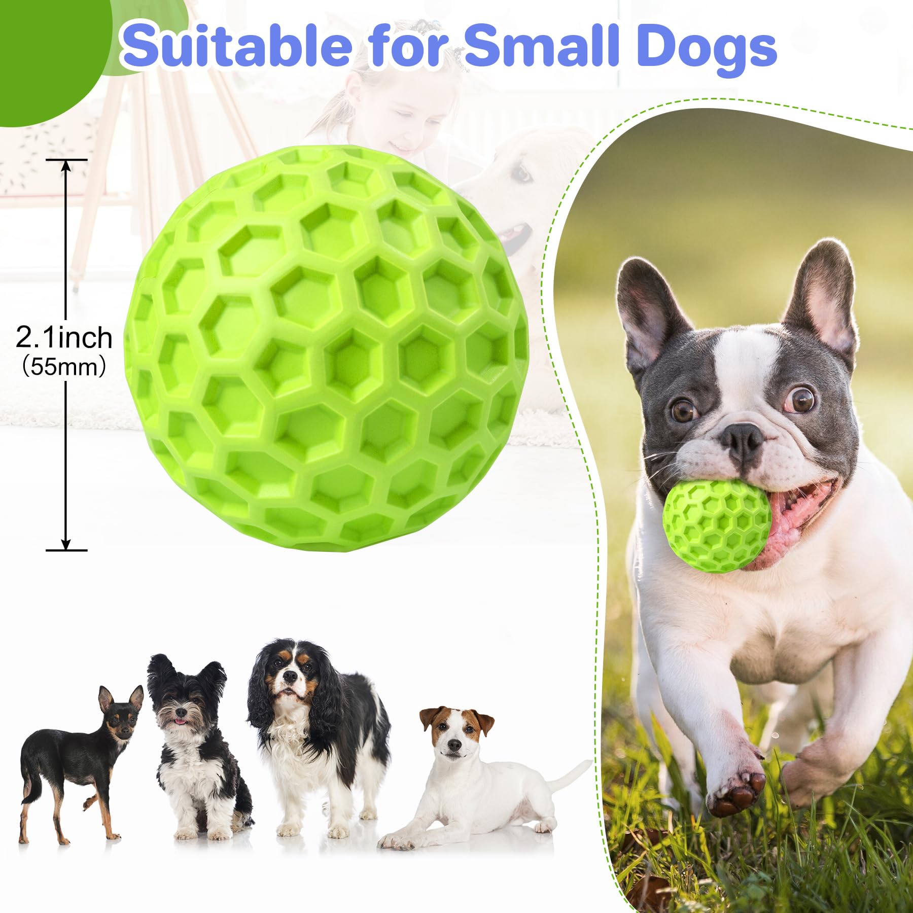 DISSKNIC Indestructible Squeaky Dog Balls Puppy Toys, Interactive Dog Toys for Small Dogs, Puppy Chew Toys for Teething and Rela