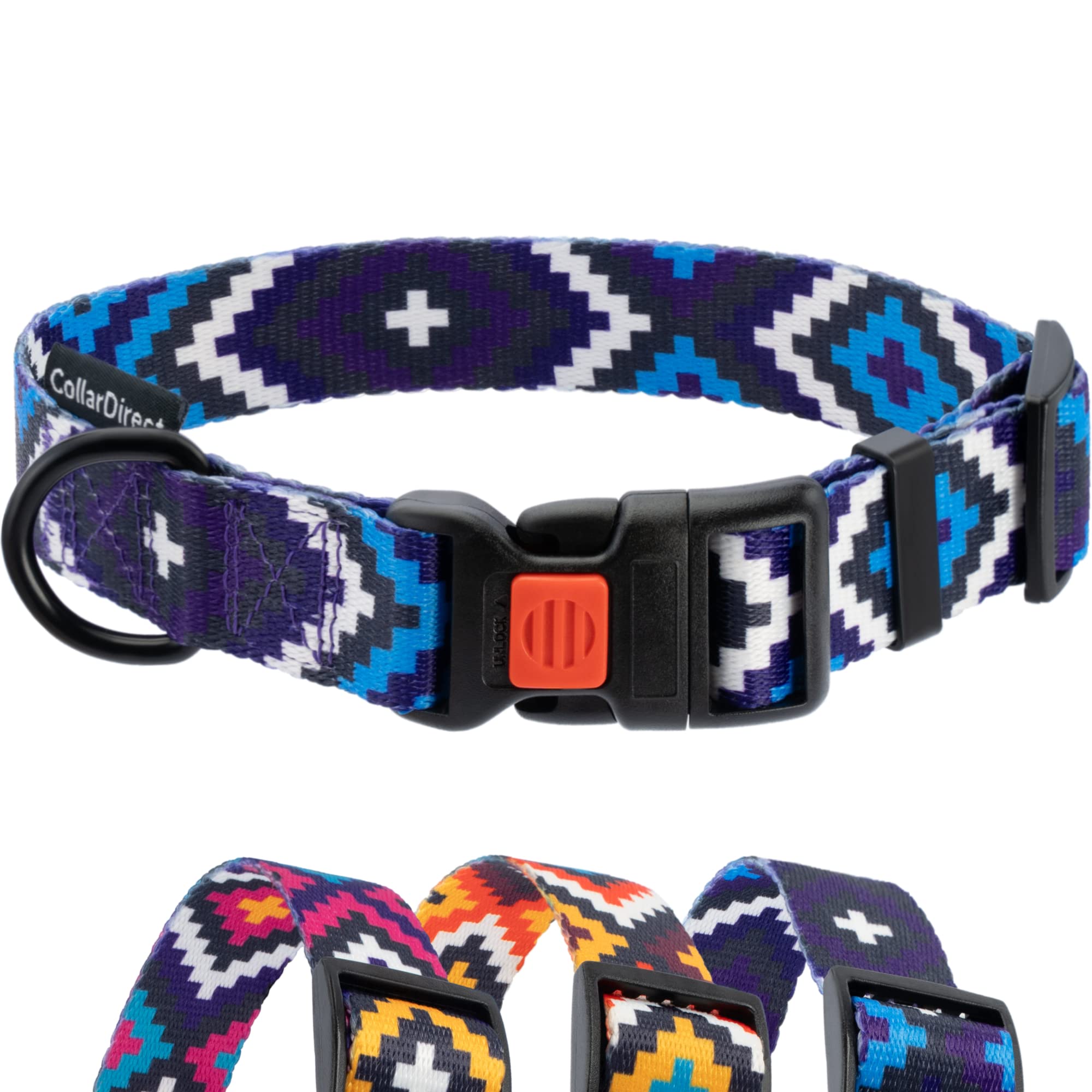 Collardirect Aztec Dog Collar Adjustable Nylon Tribal Pattern Geometric Pet Collars For Dogs Small Medium Large Puppy (Ethnic Te