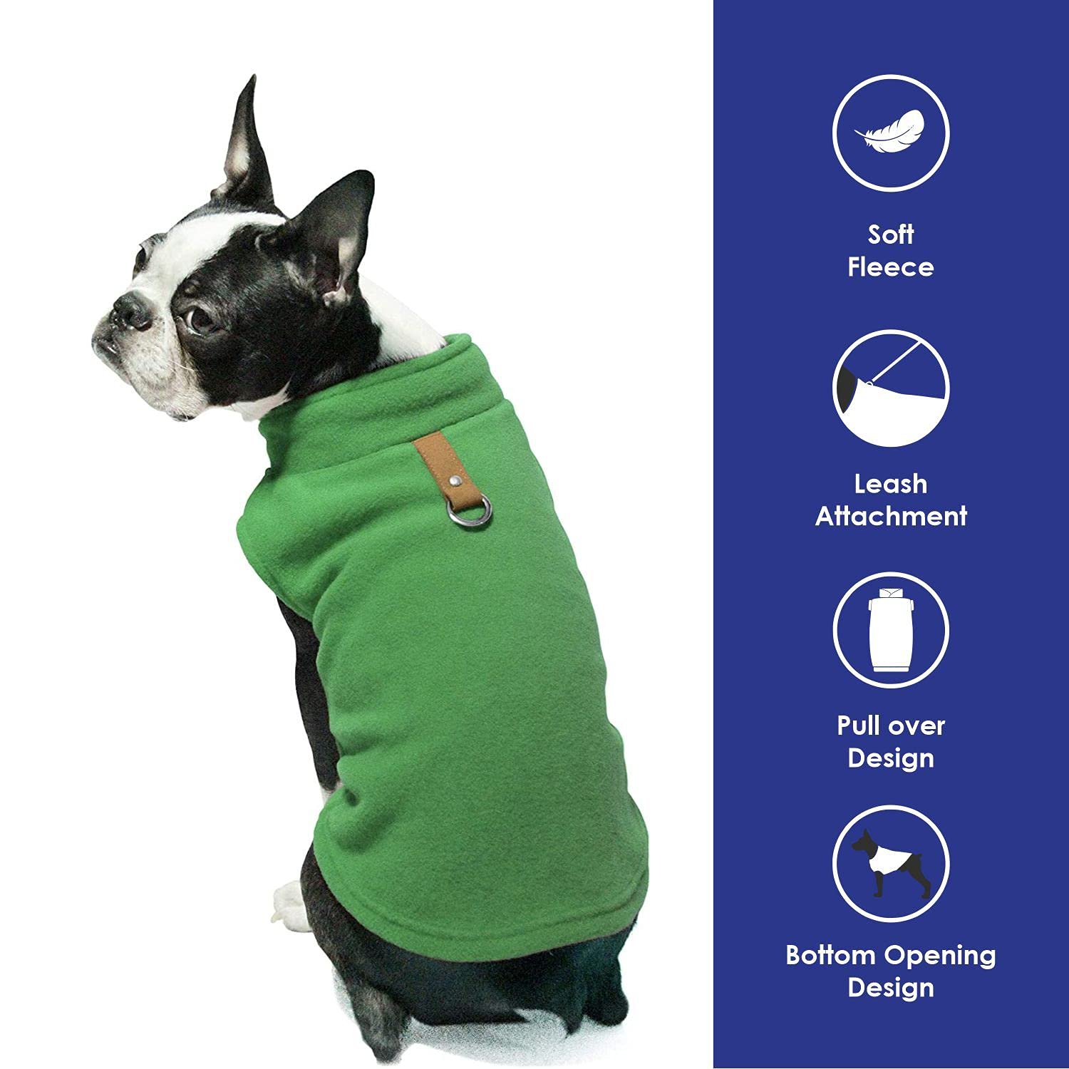 Gooby Every Day Fleece Cold Weather Dog Vest For Small Dogs, Green, Large