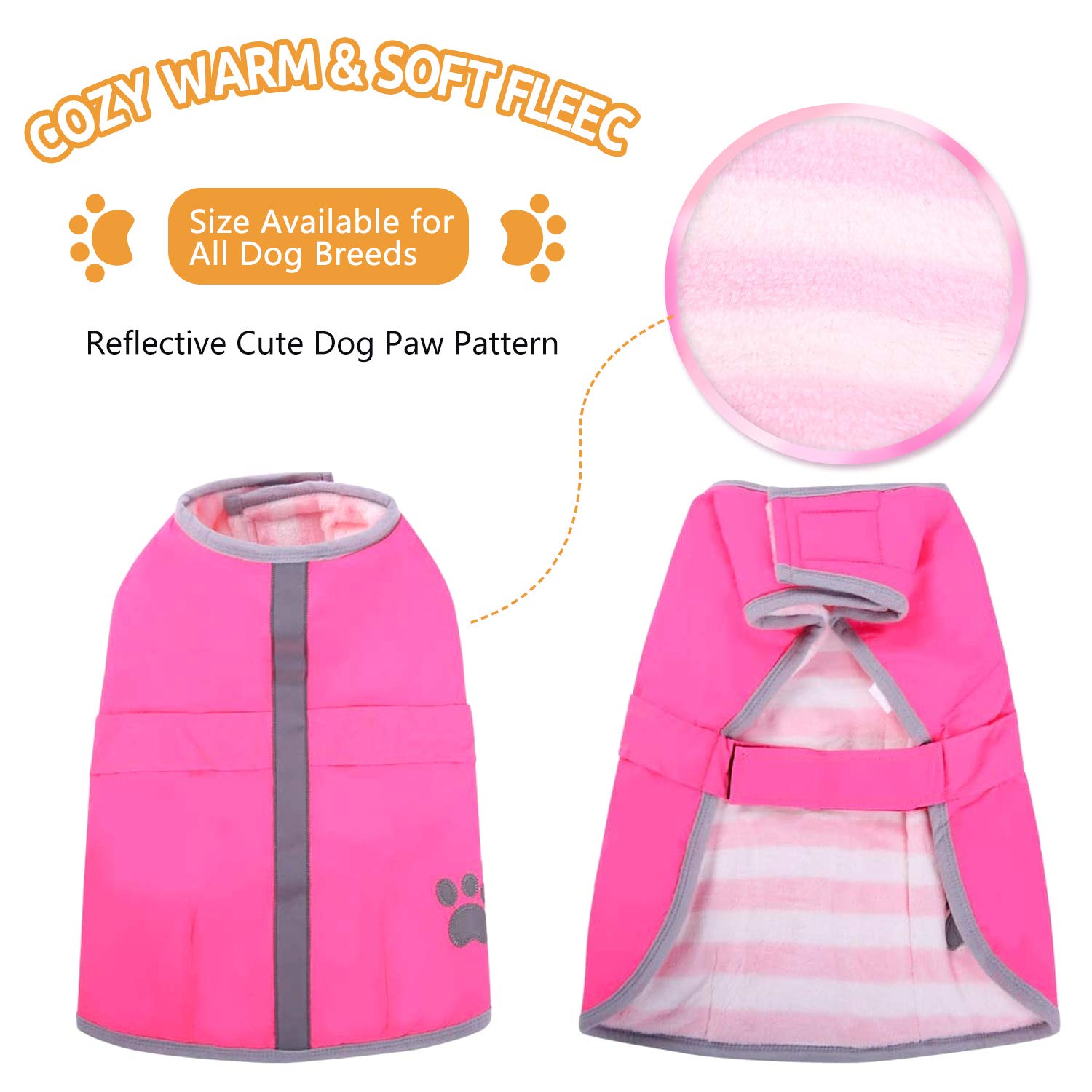 Queenmore Cold Weather Dog Coats Loft Reversible Winter Fleece Dog Vest Waterproof Pet Jacket Available In Extra Small, Small, Medium, Large Extra Large Sizes