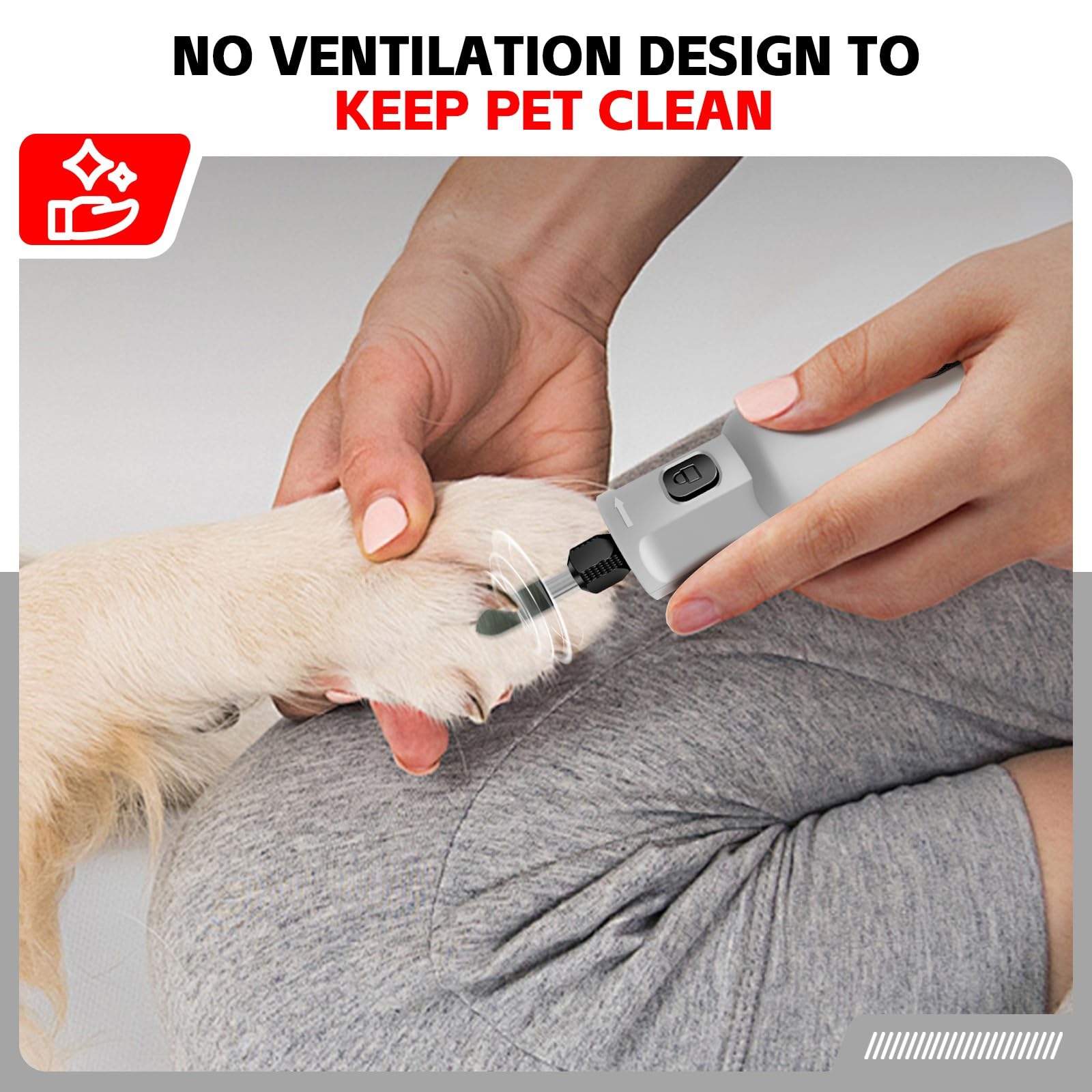 Dog Nail Grinder - Rechargeable Pet Nail Grinder, Electric Upgraded 5 Speed W Led Lights Cordless Dog Nail Trimmer Kit, 40 Acces