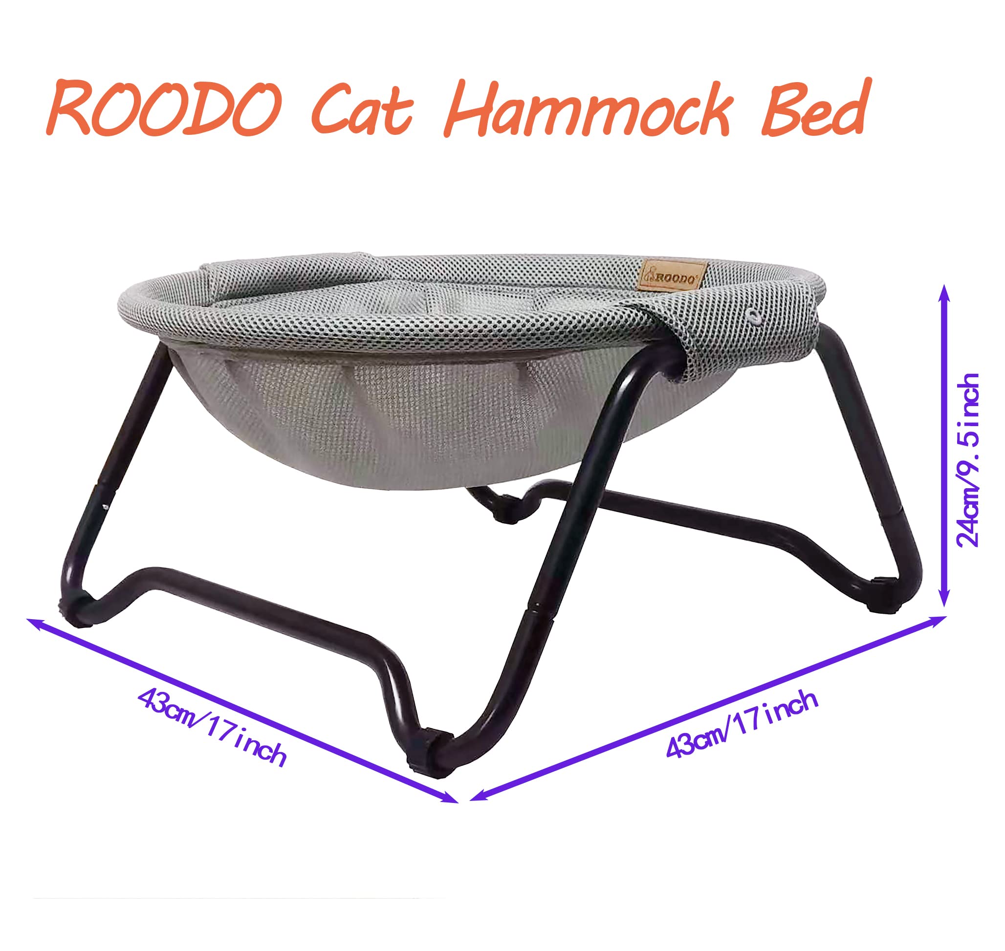 Roodo Cat Hammock Bed Free-Standing Removable Washable Mesh Roundness Couch Excellent Breathability And Easy Assembly Comfortabl