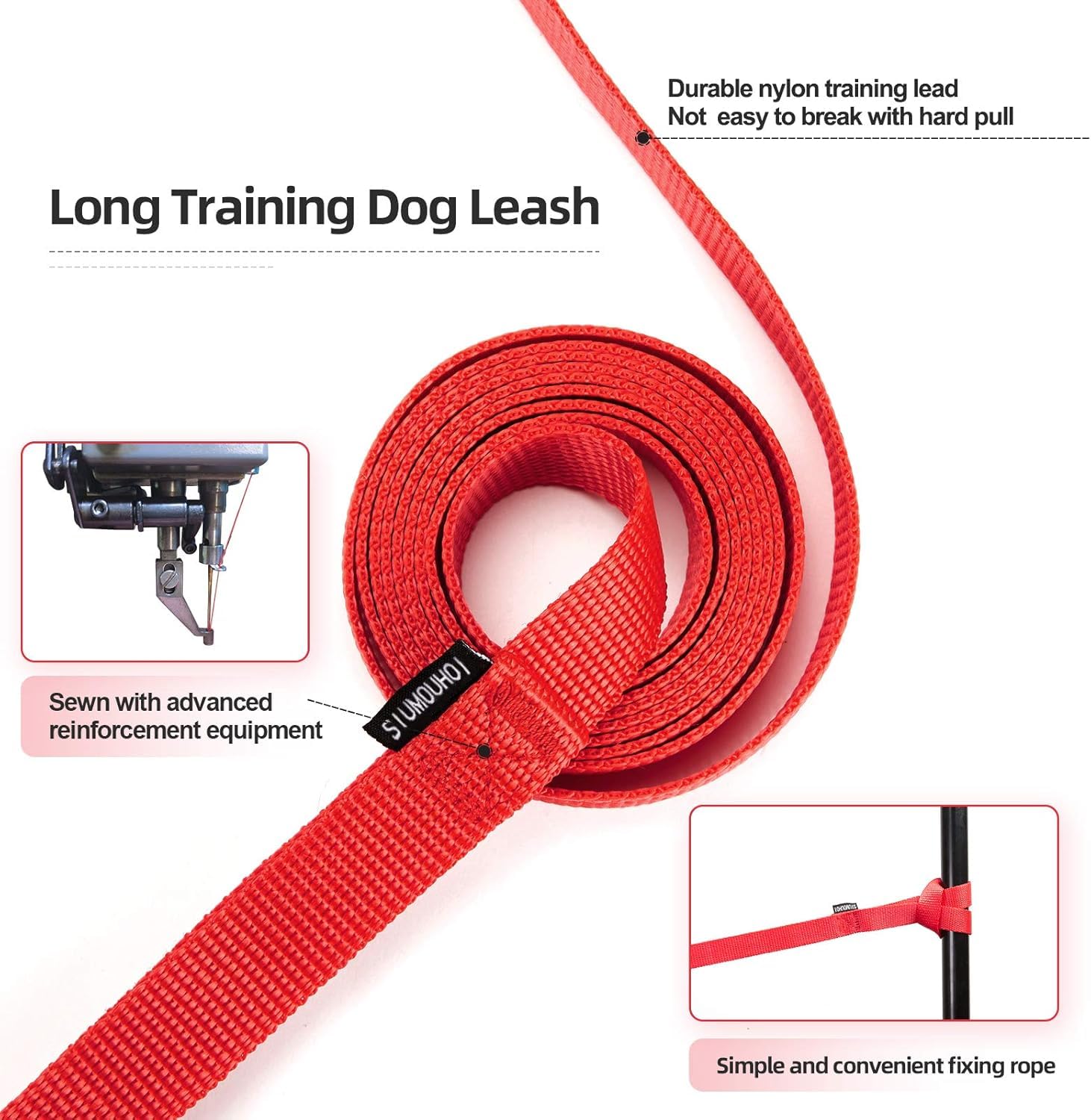 Siumouhoi Dog/Puppy Obedience Recall Training Agility Lead -15ft 20ft 30ft 40ft 50ft Training Leash - Great for Play, Camping, o