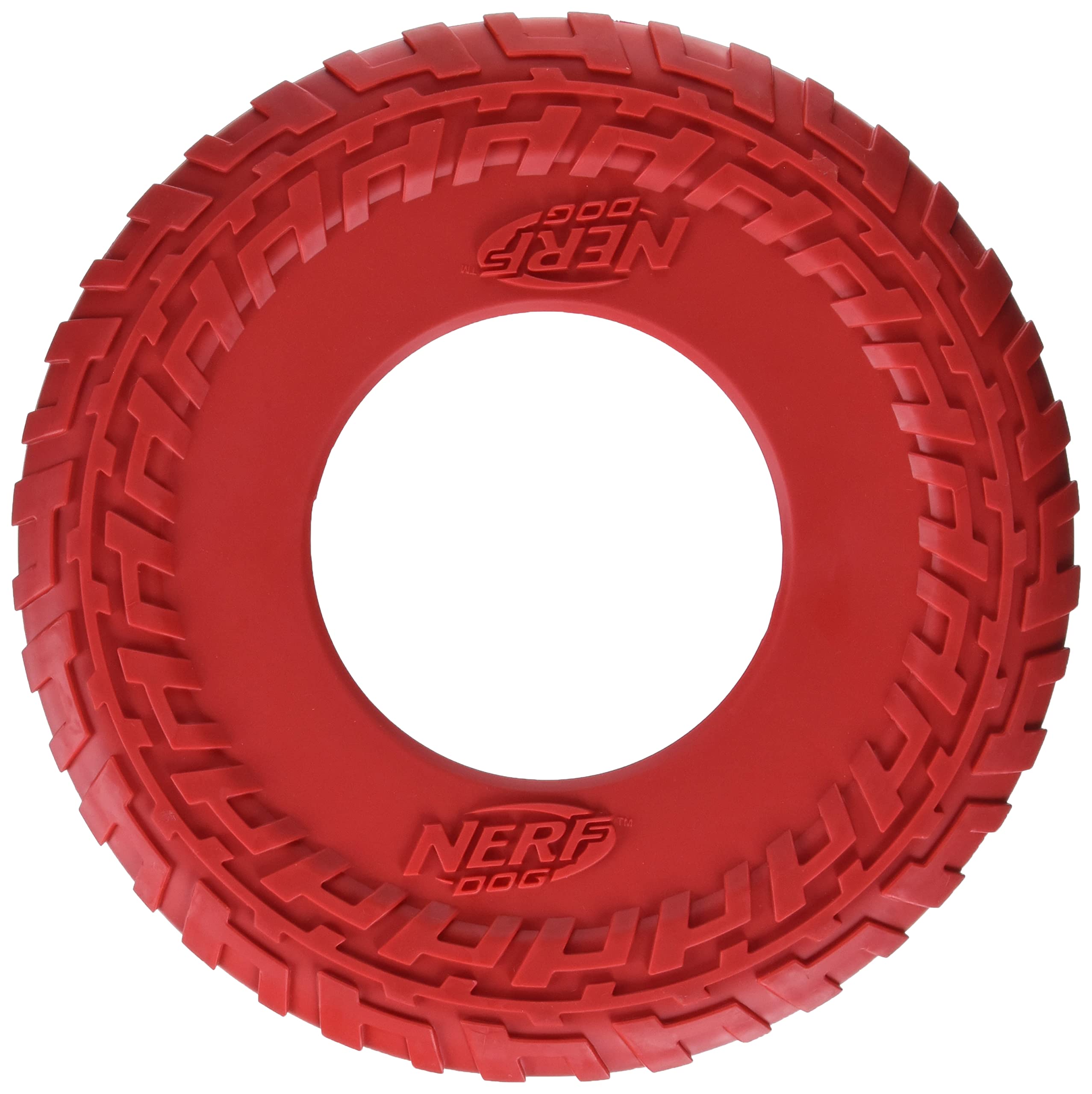 Nerf Dog Tire Flyer Dog Toy Gift Set, 10 Inch Flying Disc Dog Fetch Toys, Rubber Dog Toy For Medium Dogs And Large Dogs, Red, Translucent Green And Translucent Blue, 3 Count