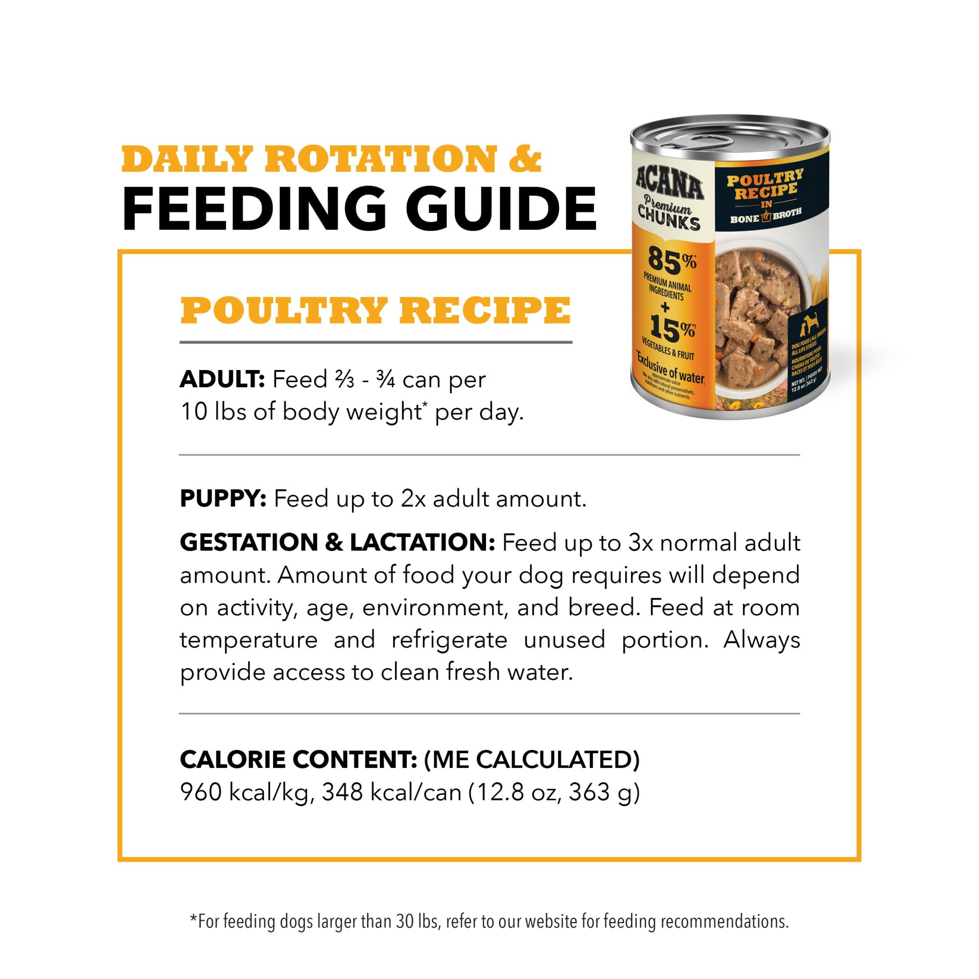 ACANA Premium Chunks in Bone Broth Grain-free Wet Dog Food Poultry Recipe 12.8oz Cans (12 Count)
