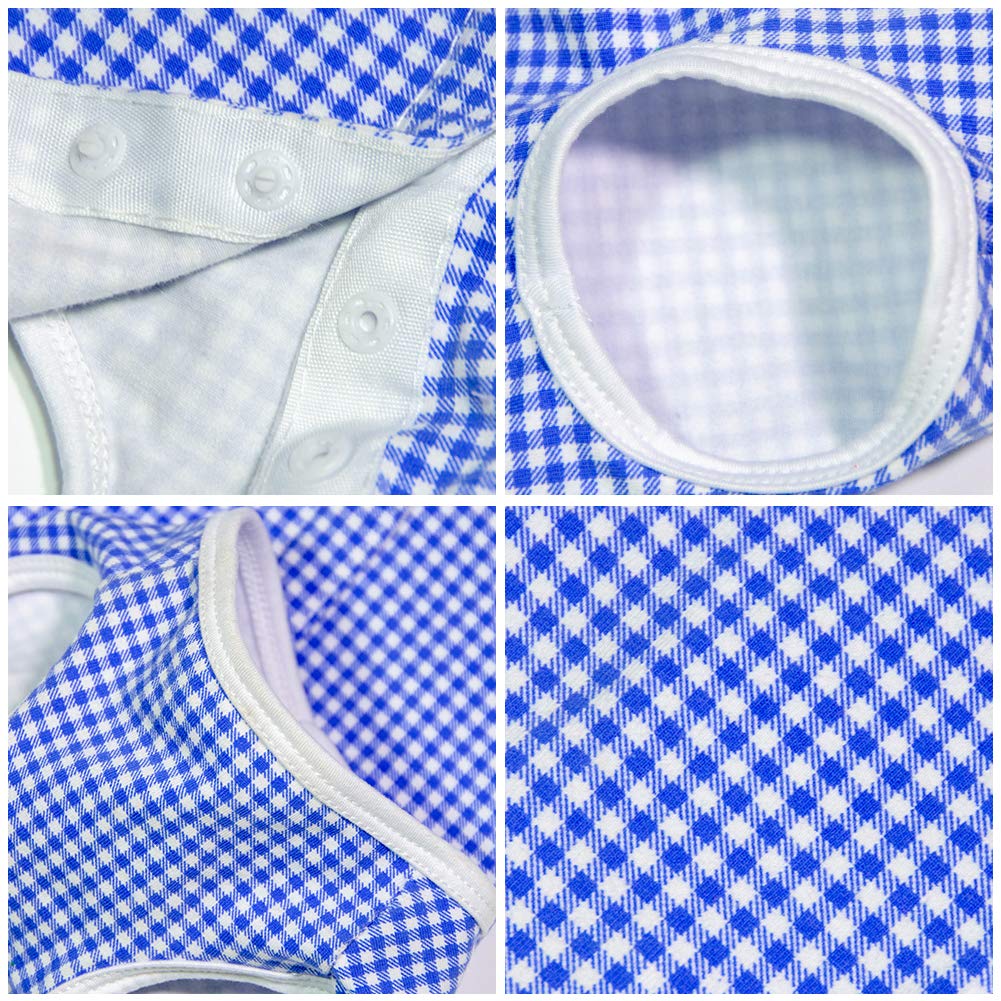Kukaster Pet Dog’S Recovery Suit Post Surgery Shirt For Puppy, Wound Protective Clothes For Little Animals(Blue White Plaid-Xxs)
