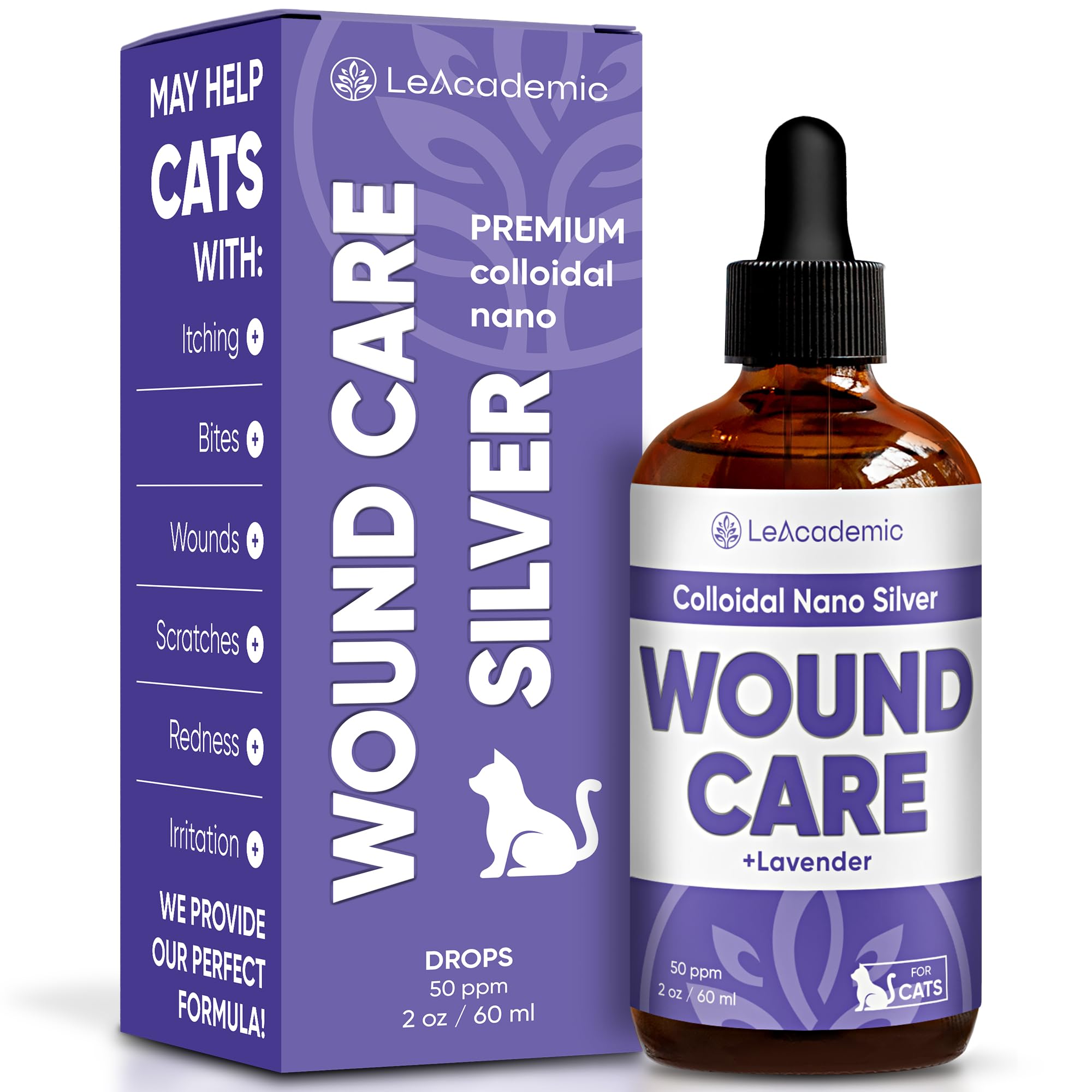 Cat Wound Care in Drops | Wound Care + Lavender | Lavender & Vitamin E Drops | Natural Ingredients | All Ages and Breeds | 2 Oz