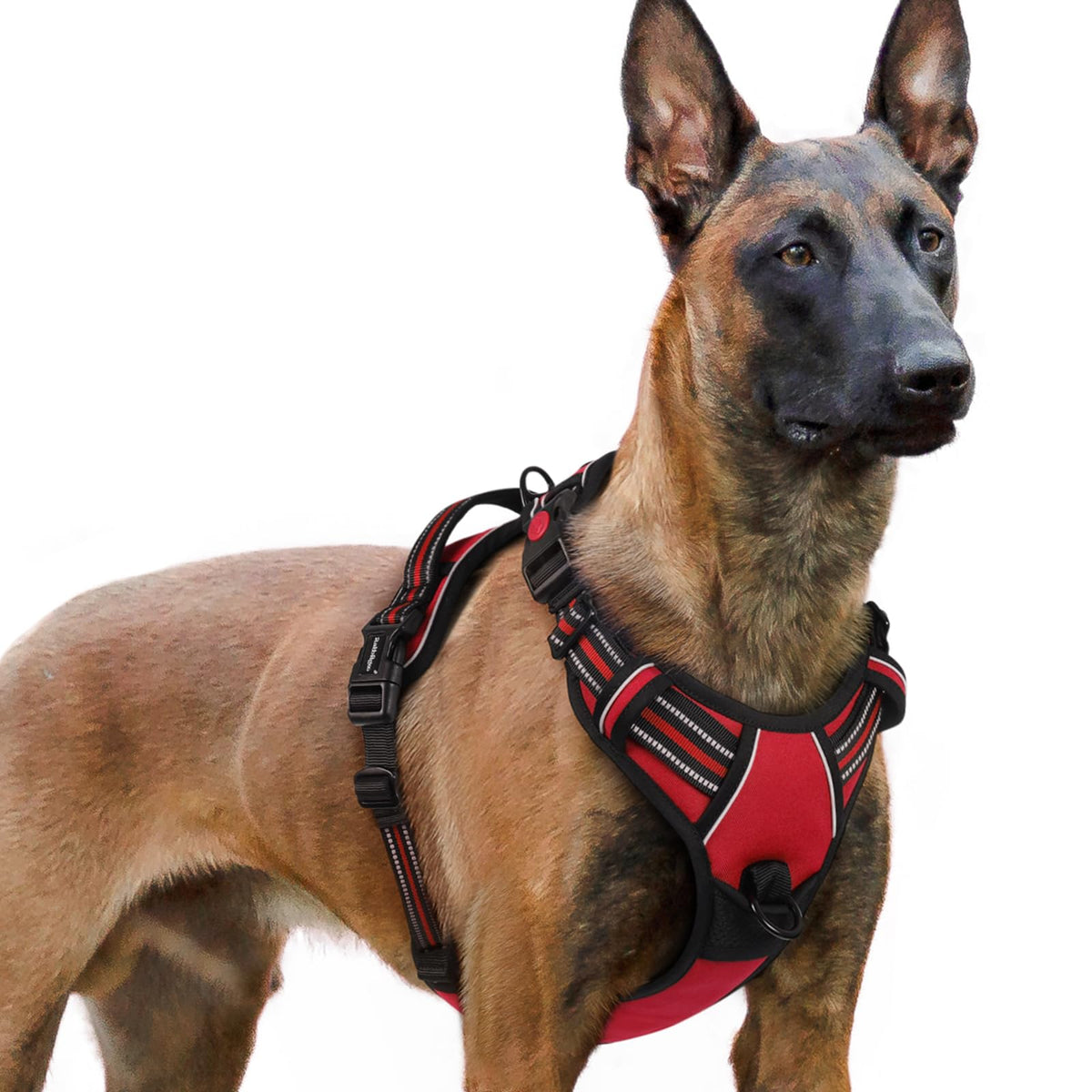 Rabbitgoo Dog Harness For Large, No Pull Pet Harness With 3 Buckles, Adjustable Soft Padded Pooch Vest With Instant Control Handle, Easy Walking Reflective Pet Vest For Extra Large Dogs, Red, Xl