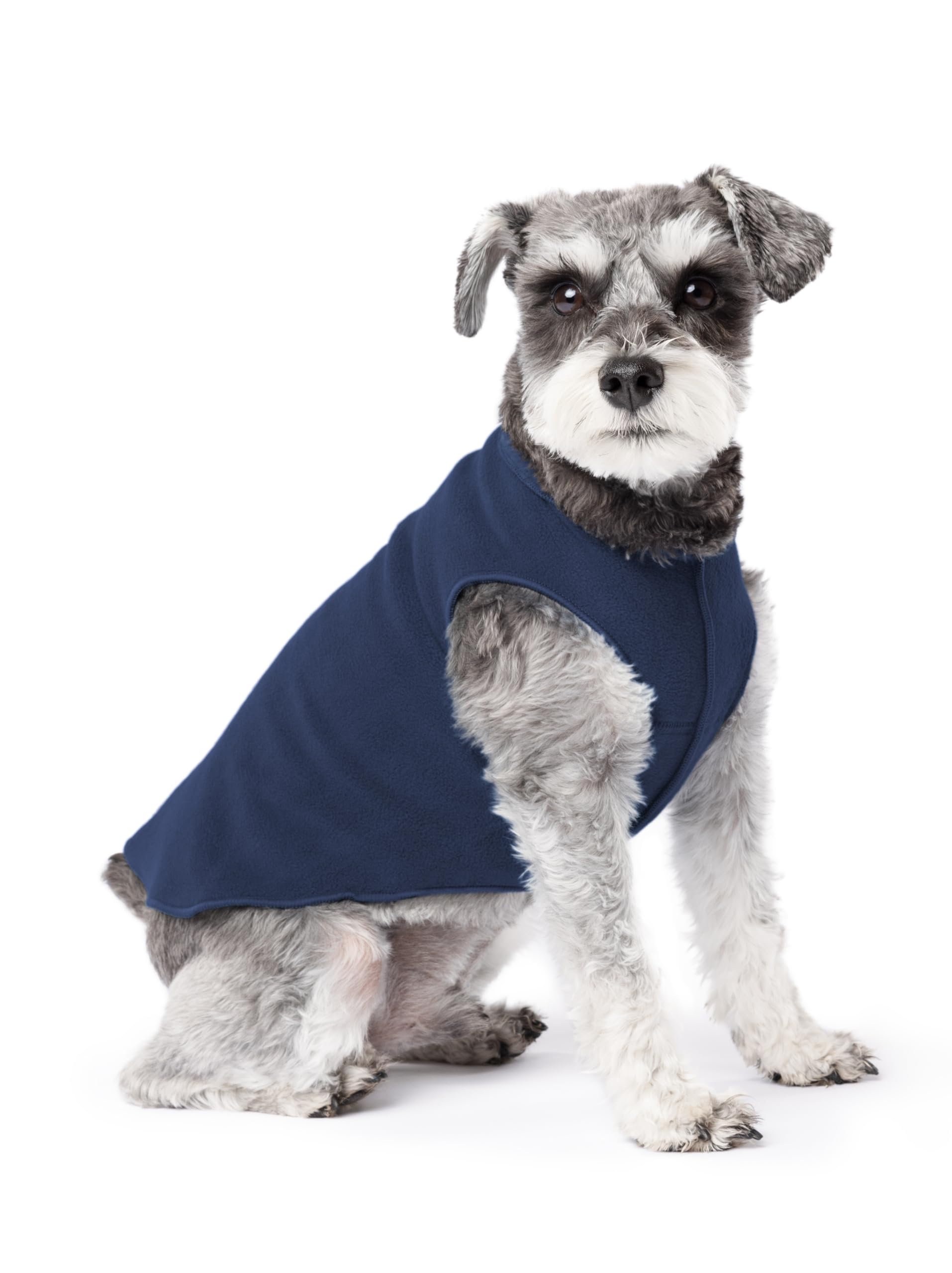Gold Paw Stretch Fleece Dog Coat, Stretchy Pet Sweater, Machine Washable Pullover For Winter And Fall, Navy, 10