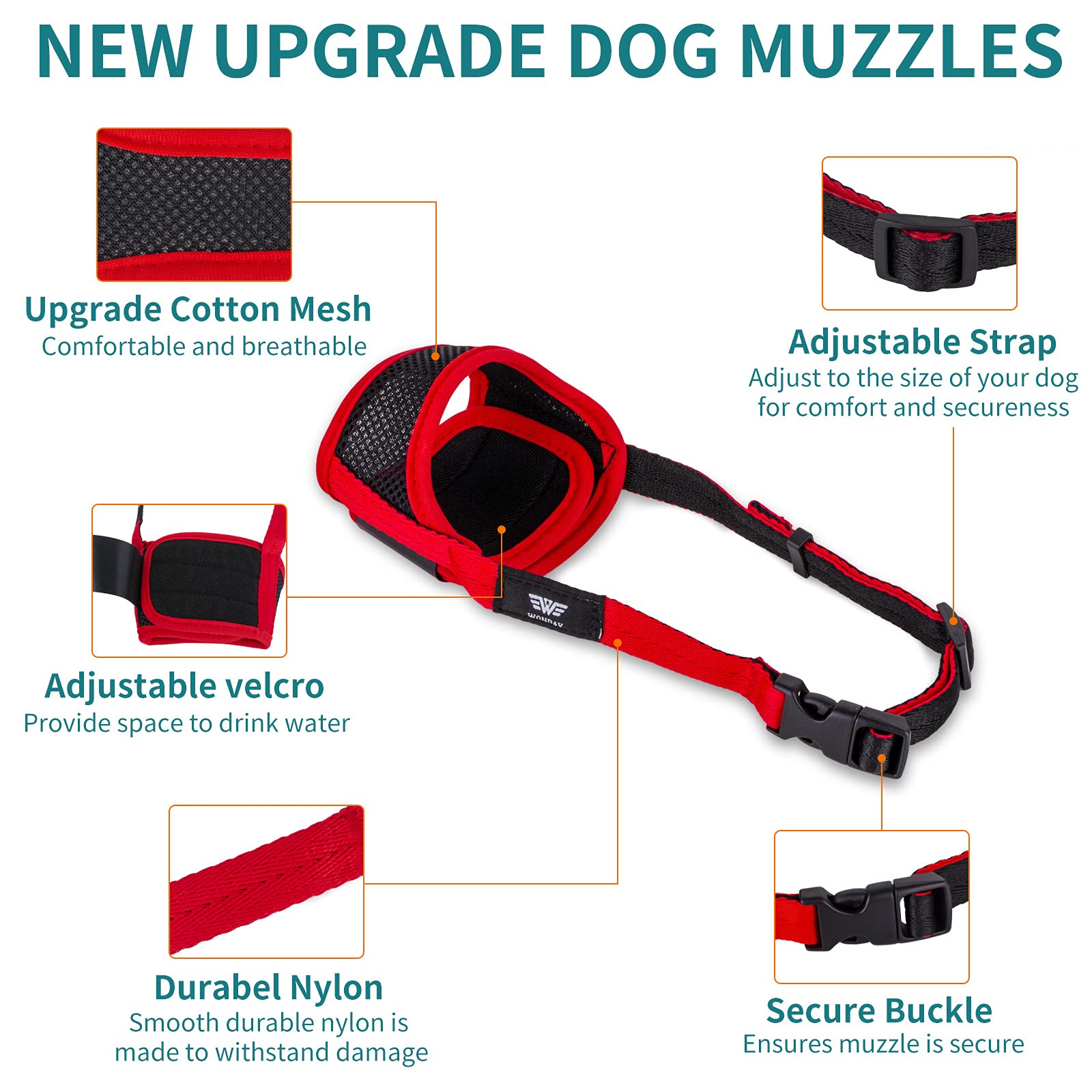 Dog Muzzle For Small Medium Large Dogs, Dog Muzzles For Biting Barking And Chewing Puppy Muzzle Nylon Soft Mesh Breathable Adjus