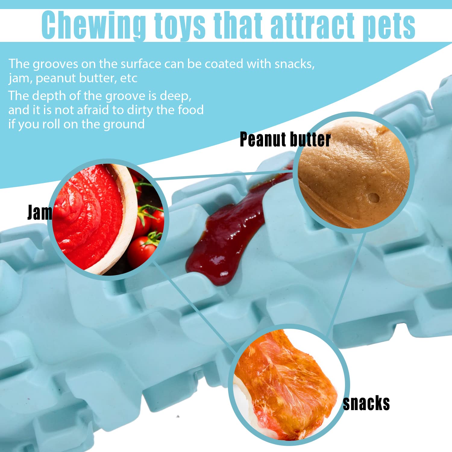 Jomilly Ice Lolly Dog Toy for Aggressive Chewers, Large Size, Durable Natural Rubber, Water & Milk Freezable, Blue