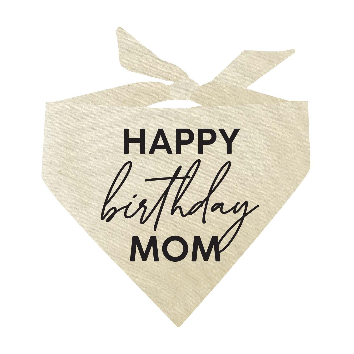 Happy Birthday Mom Dog Bandana | 100% Unbleached Cotton Adjustable Triangle | Made In Usa | Birthday Pawty | Party Theme | Celeb