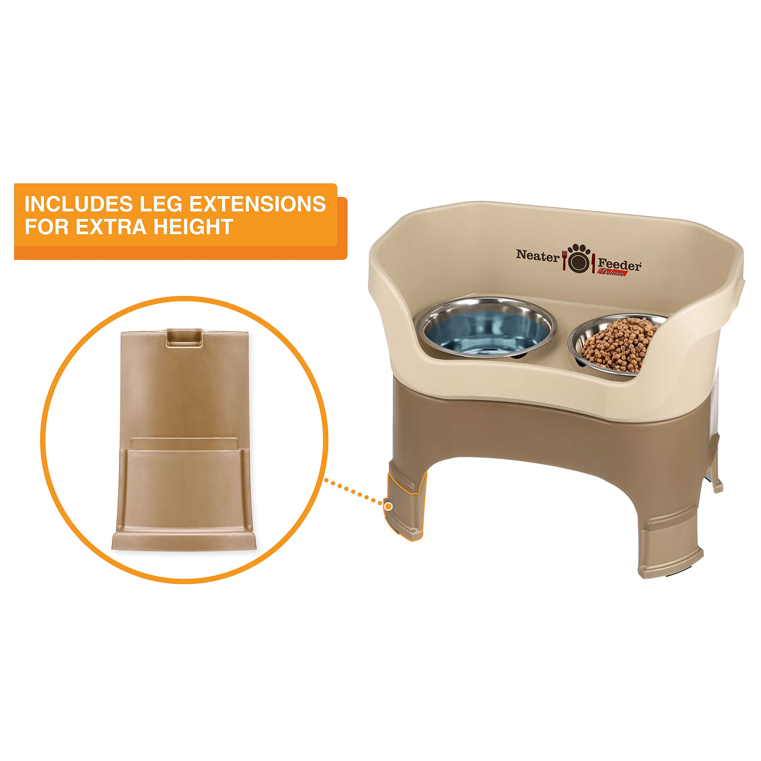 Neater Feeder Deluxe with Leg Extensions (Large + Slow Feed Bowl Combo, Gunmetal)
