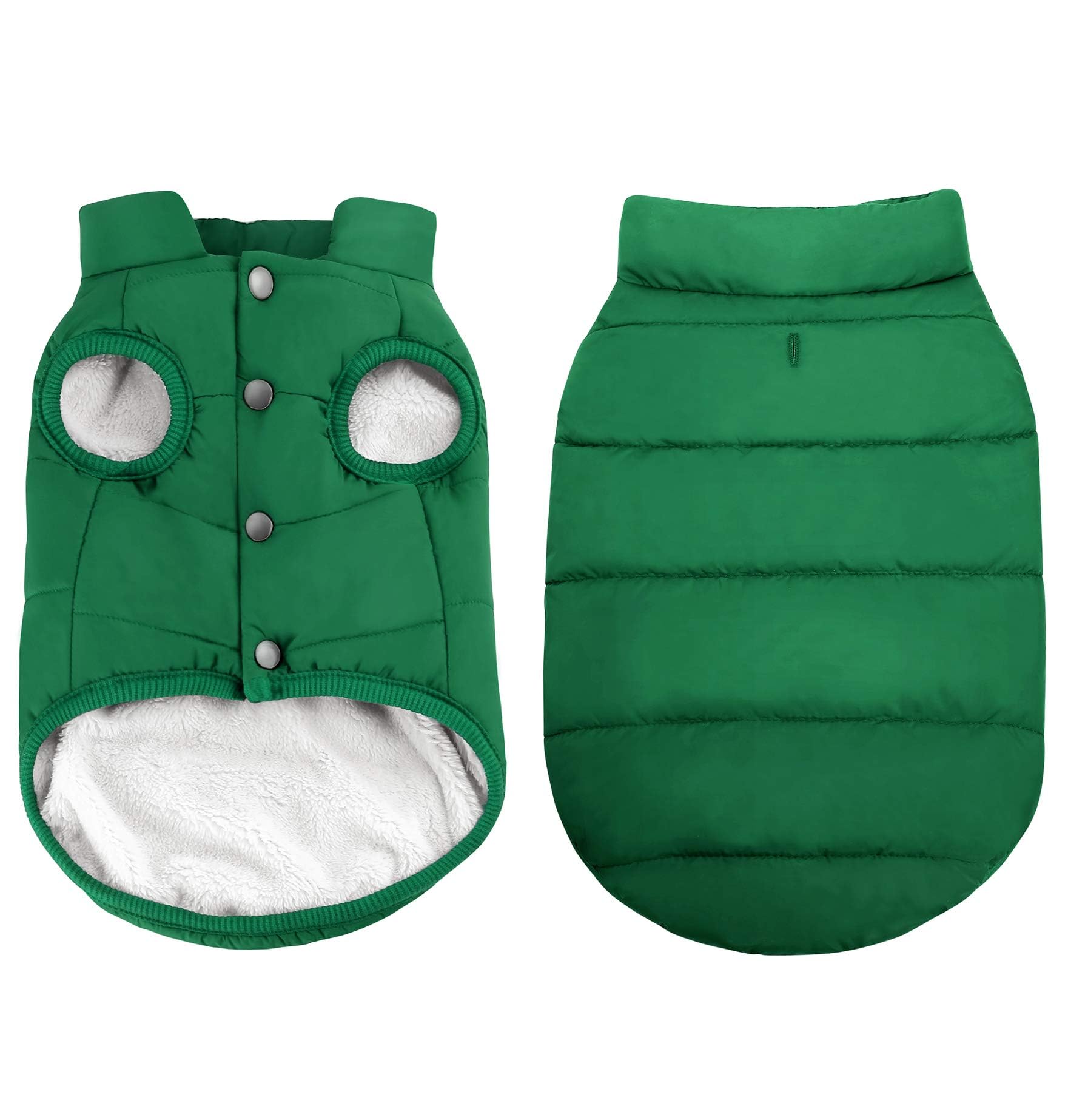 Asenku Windproof & Waterproof Dog Jacket - Warm Fleece Lined Vest For Small To Xxl Dogs (Green)