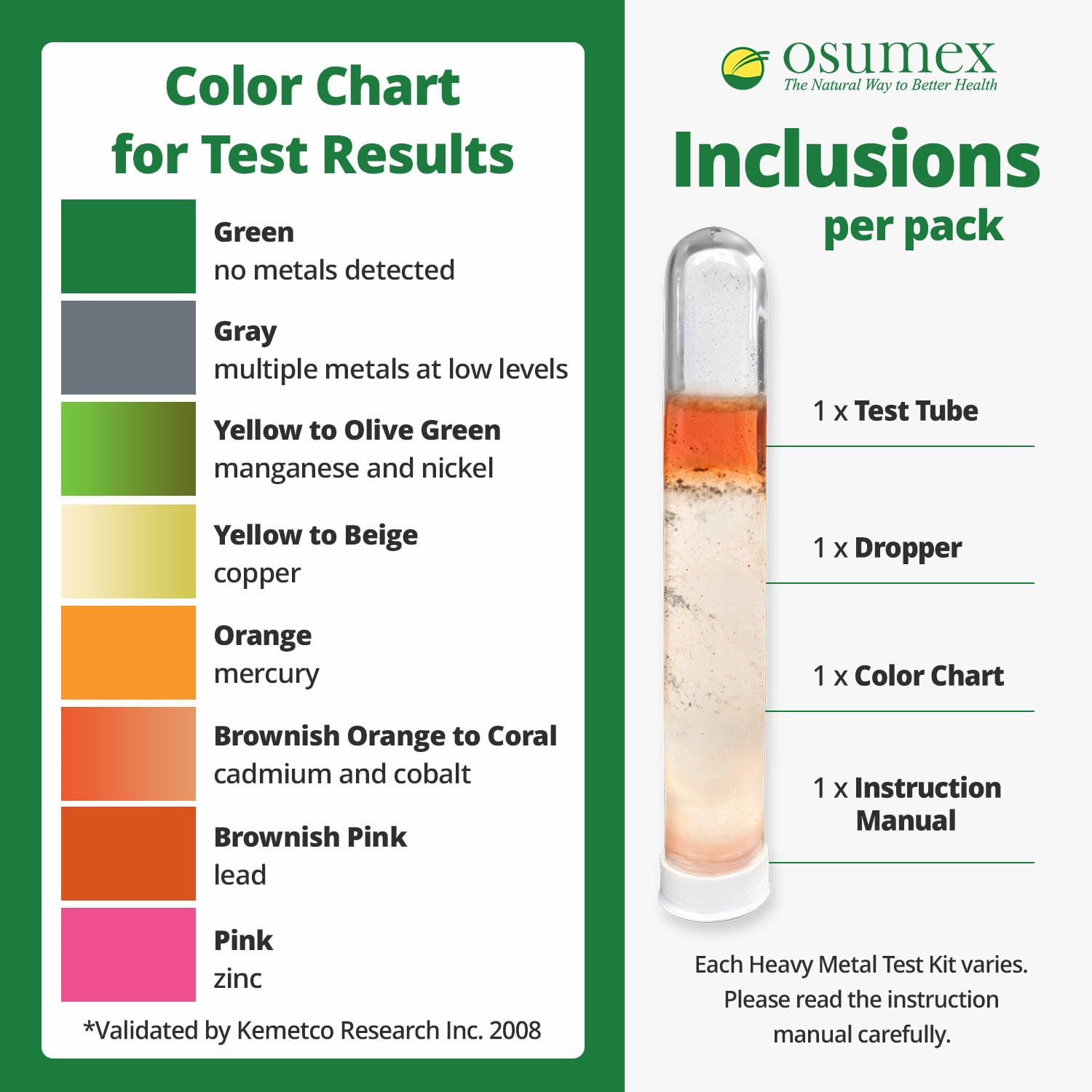 Osumex Heavy Metal Test General Kit for Humans 5 Pack - 8 Range Heavy Metal Urine Test Kits, Metal Testing Kit, Heavy Metal Test