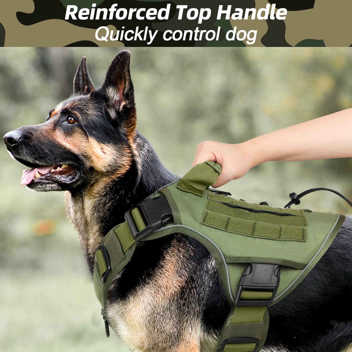 Wingoin Pink Tactical Dog Harness Vest For Large Dogs No Pull Adjustable Reflective Military Pet Harness With Handle For Golden Retriever, Doberman Pinscher, Rottweiler, Great Dane Service Dog (Xl)