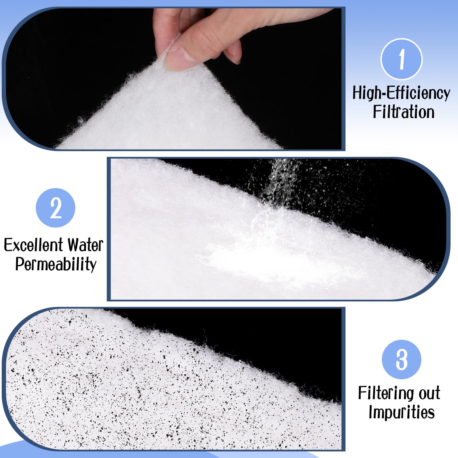 Eyunstar Aquarium Filter Media Floss, 6.6 Ft Fish Tank Filters Pad Aquarium Filter Cotton Reusable Filtration Accessories Cuttab