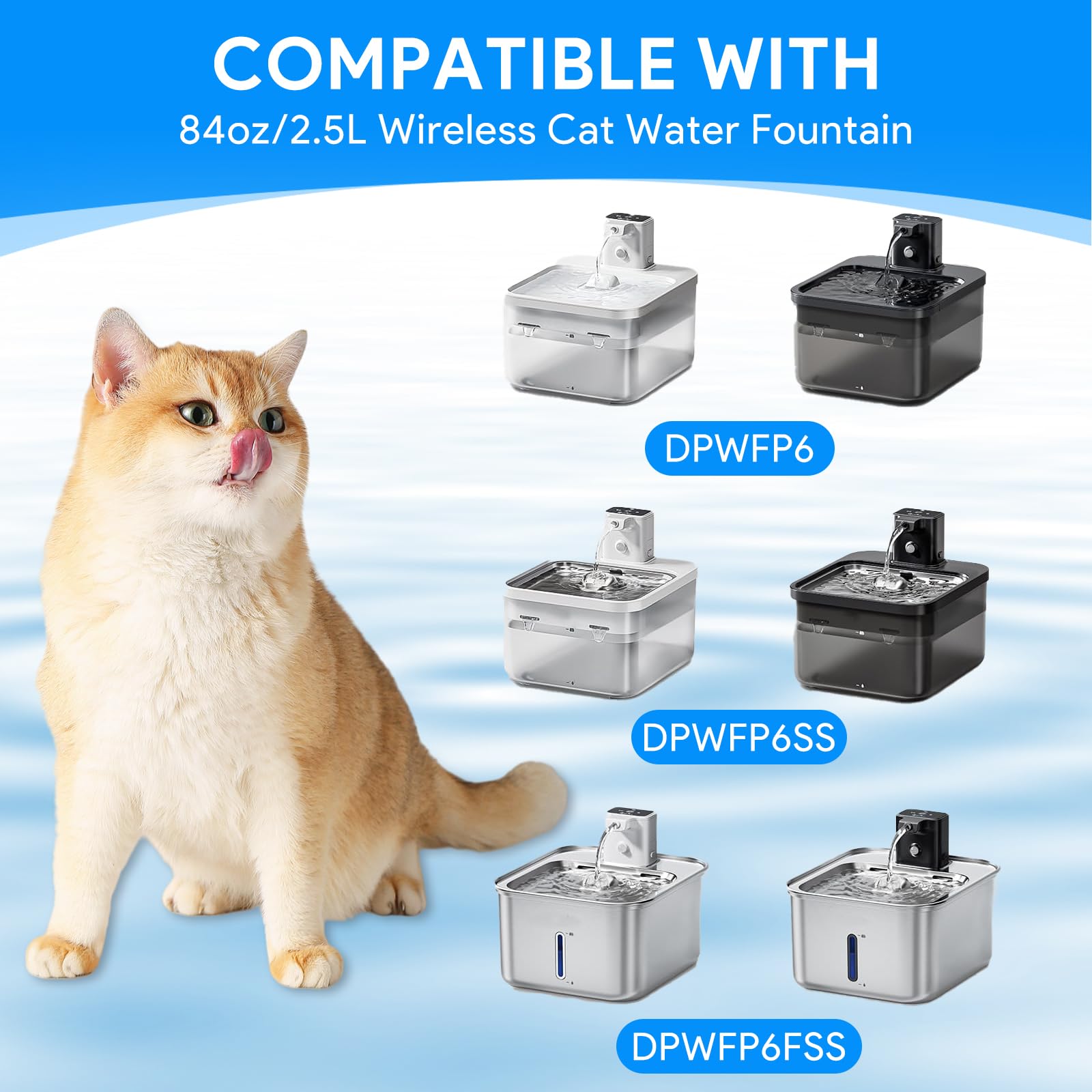 Cunina 12+12 Packs Replacement Filters Compatible With Downypaws Wireless Cat Water Fountain 84Oz/2.5L,Cat Fountain Filter For B