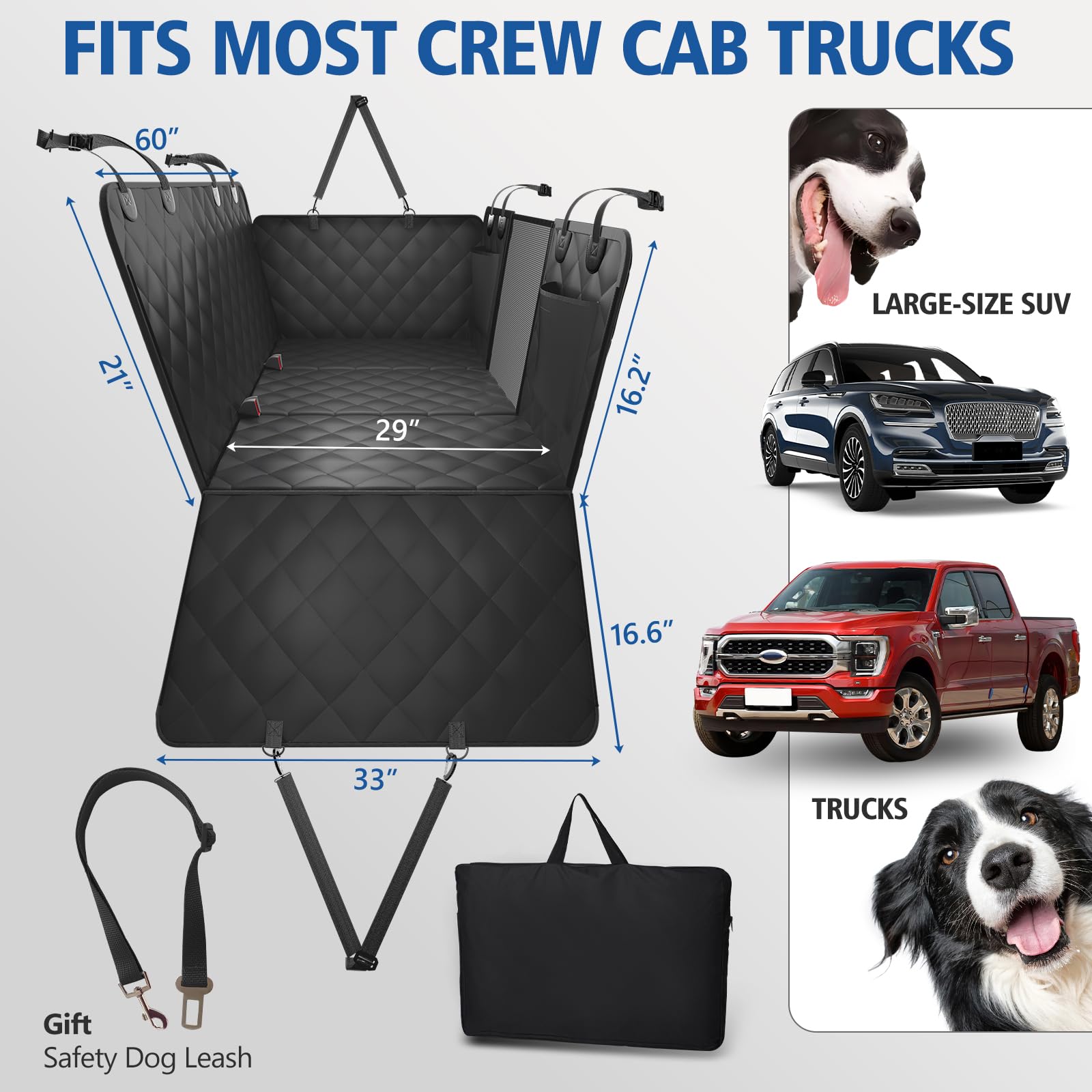 Xl Truck Back Seat Extender For Dogs, Dog Seat Cover Back Seat Holds 420Lbs, Hard Bottom Pet Seat Covers For Crew Cab Trucks, Do
