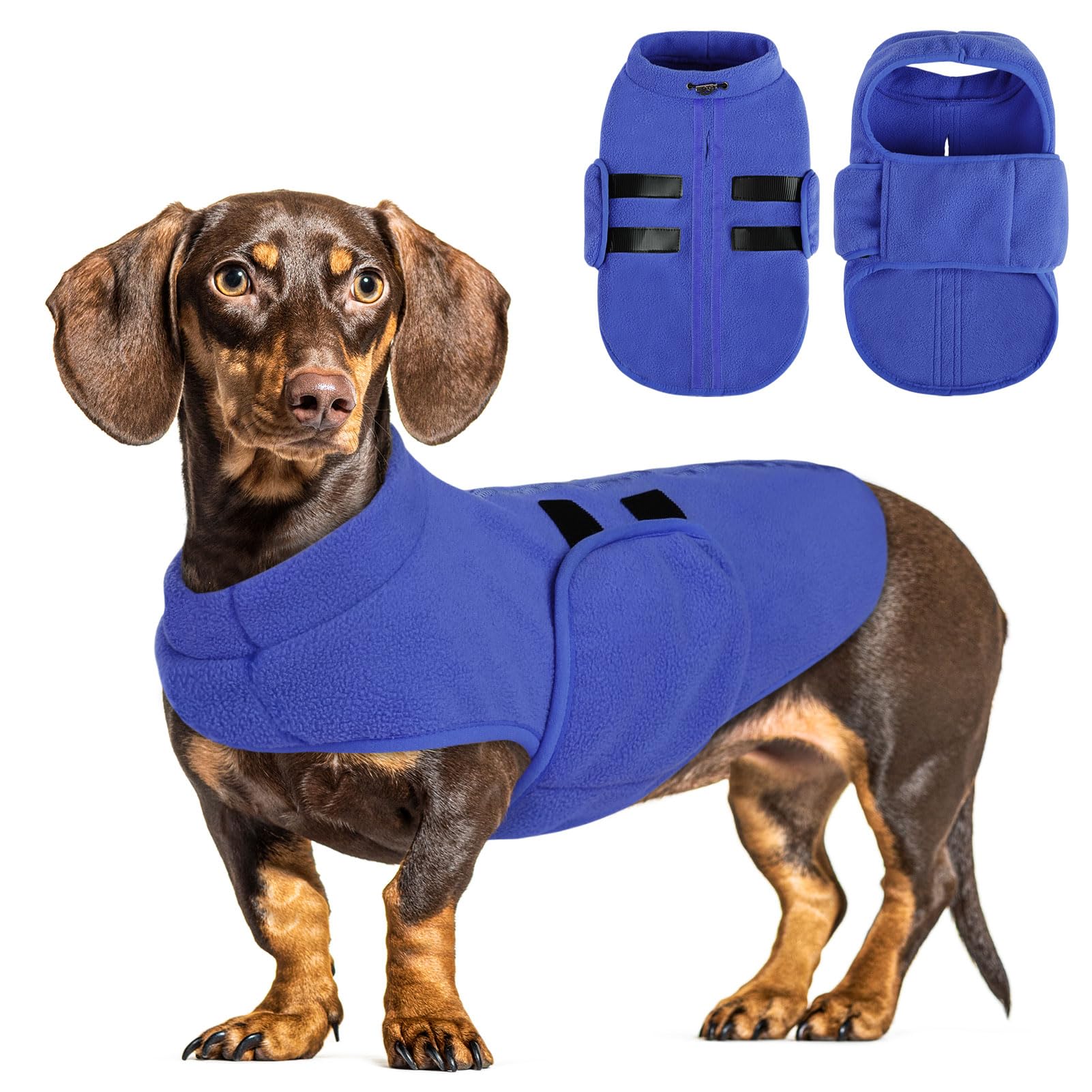 Queenmore Small Dog Sweater, Soft Fleece Vest Pullover Dog Jacket With Leash Hole, Warm Winter Dog Coats Cold Weather Doggy Dach