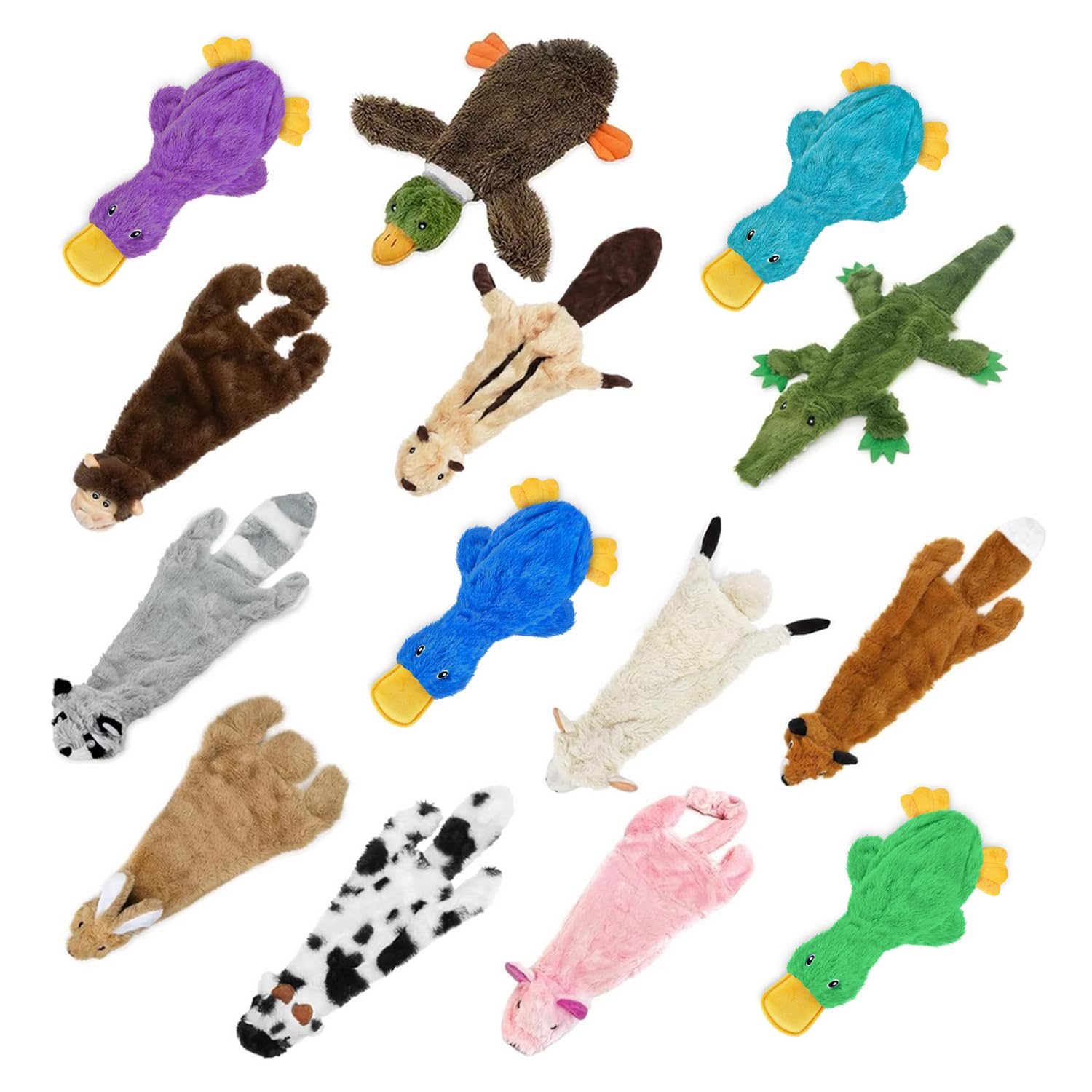 Best Pet Supplies Crinkle Duck Mystery Box Dog Squeaky Toy 4 Pack, Medium (Various Styles, Colors)
