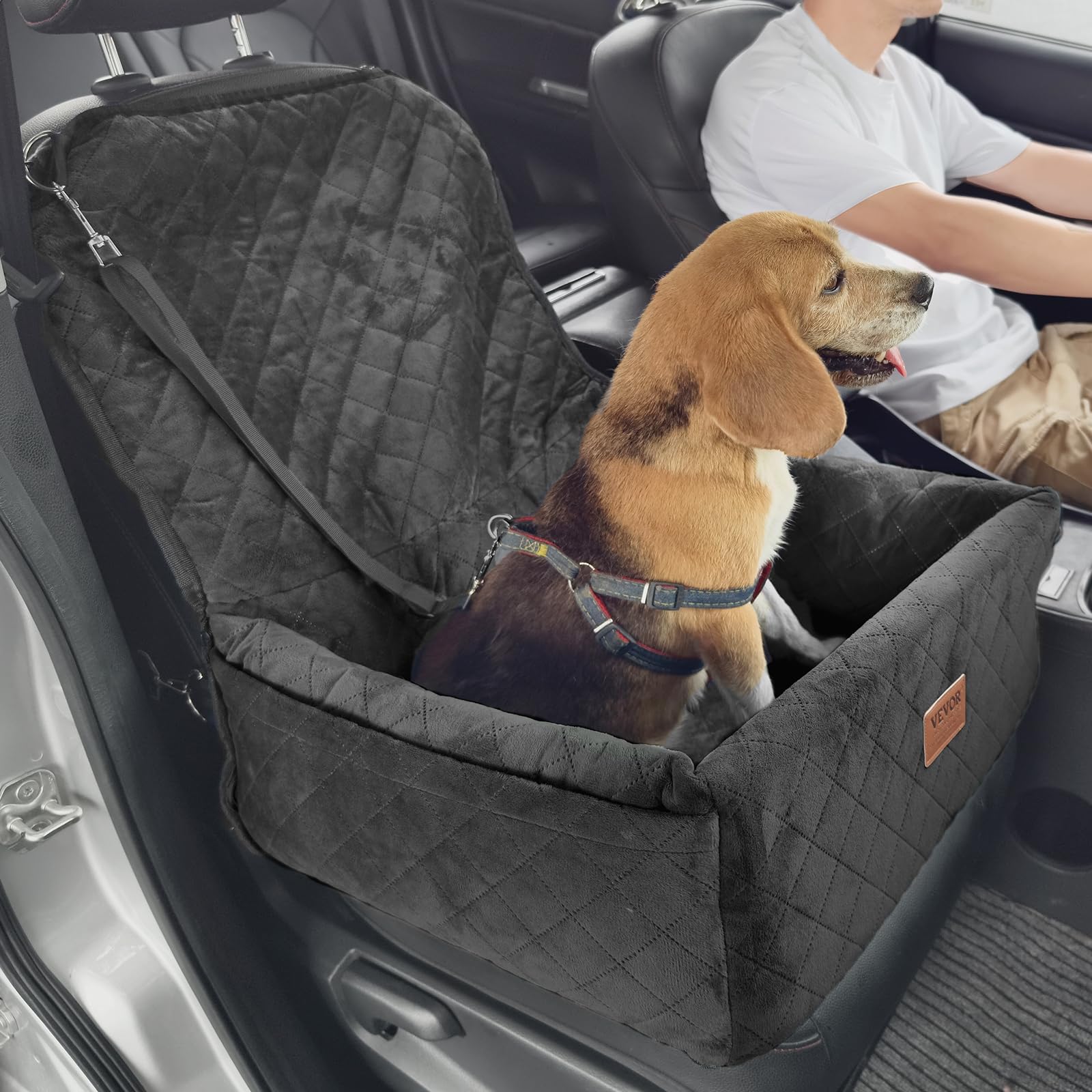 Vevor Dog Booster Car Seat Pet Car Seat For Small Medium Dog Up To 40 Lbs Black