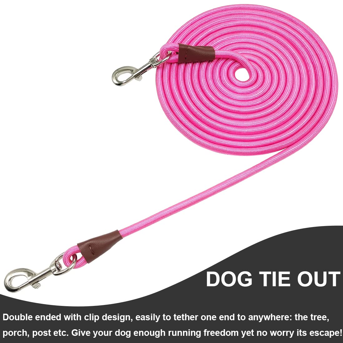 Sepxufore Dog Tie Out Rope Leash, 8/10/ 15/20/ 30 Ft Dog Tether Heavy Duty Nylon Check Cord For Medium Large Dogs Indoor/Outdoor