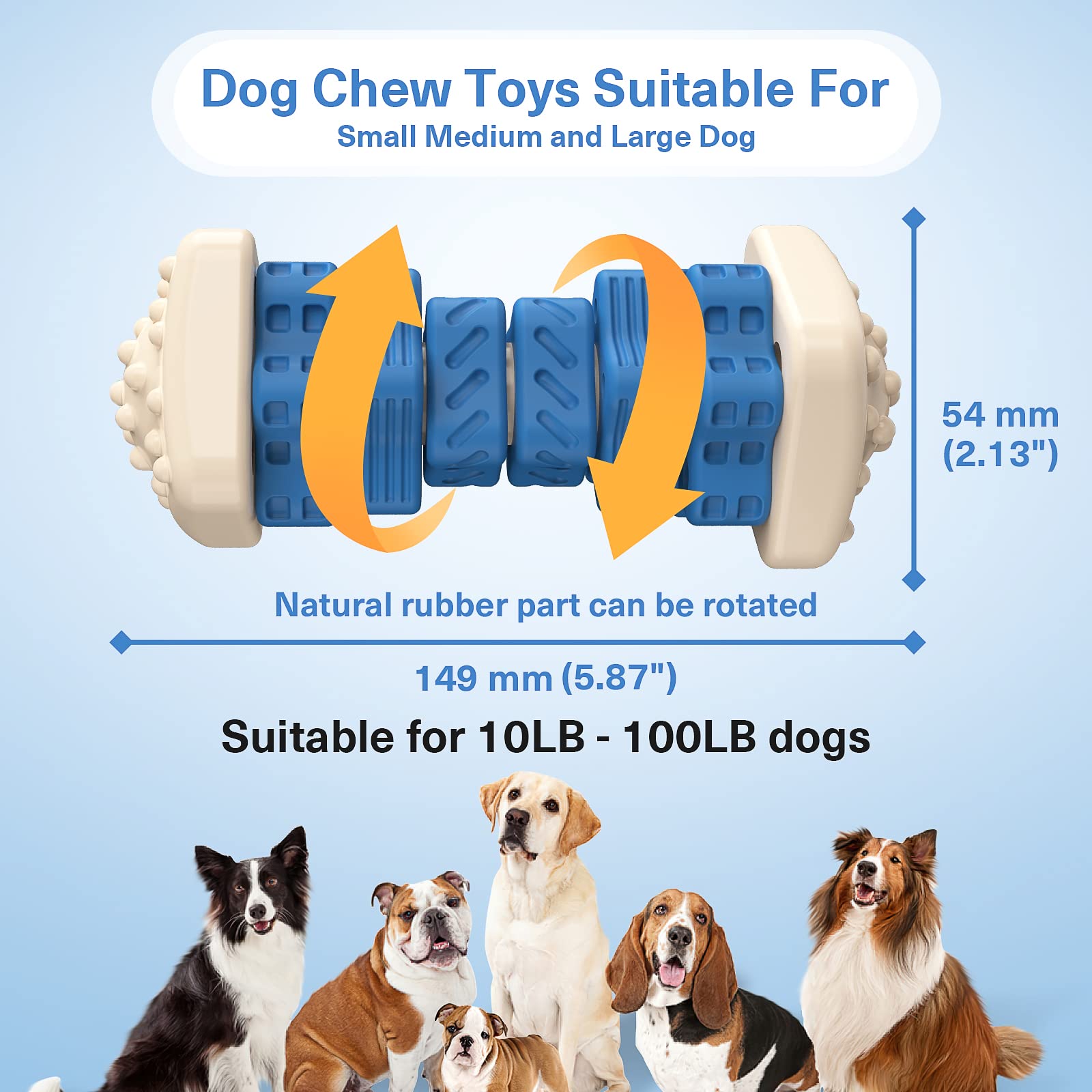 Pceotllar Indestructible Dog Chew Toys, Aggressive Chewer Safe Rubber Puzzle Toys With Beef Flavor - Blue, Medium To Large Dogs