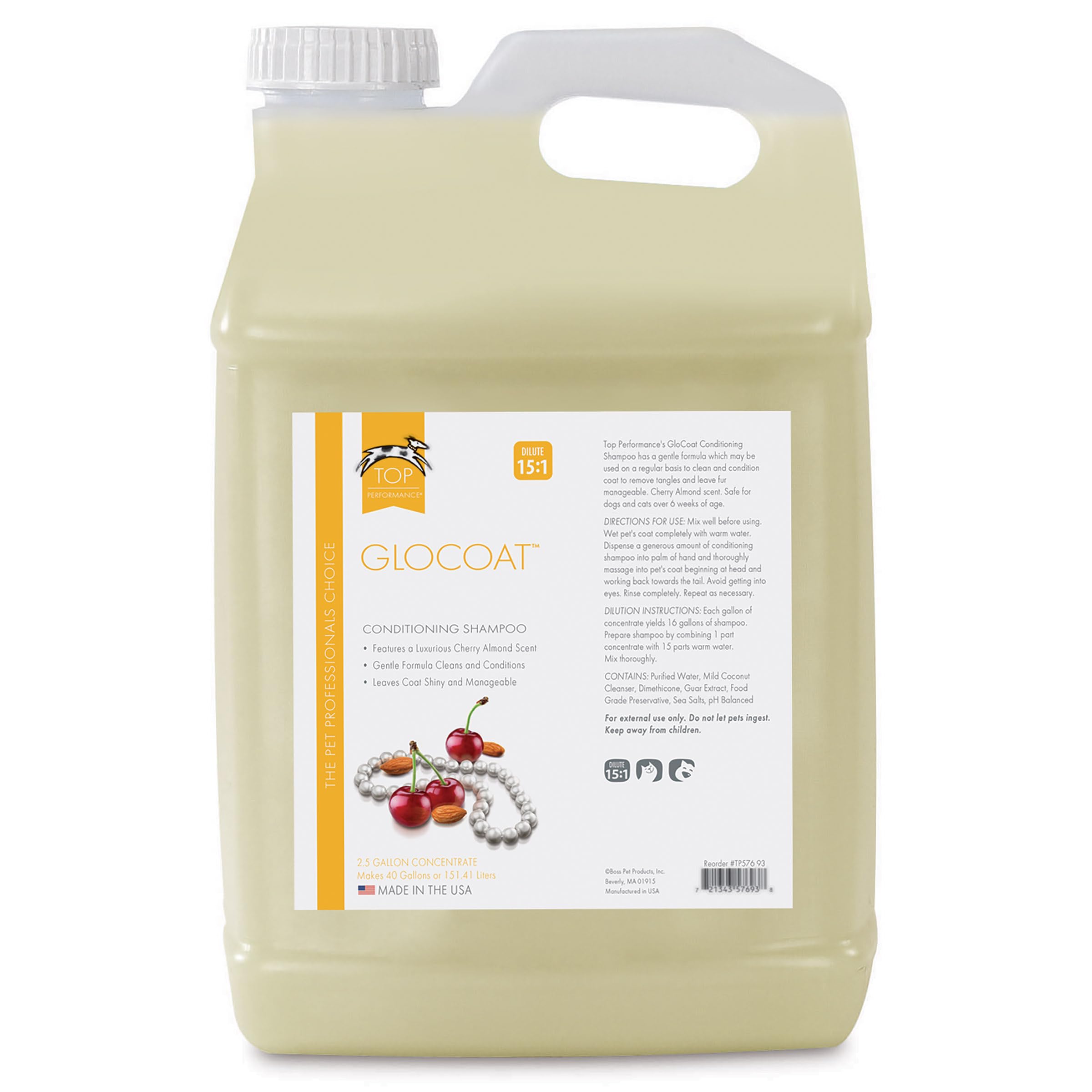 Top Performance Glocoat Cond Pet Shampoo, 2.5-Gallon