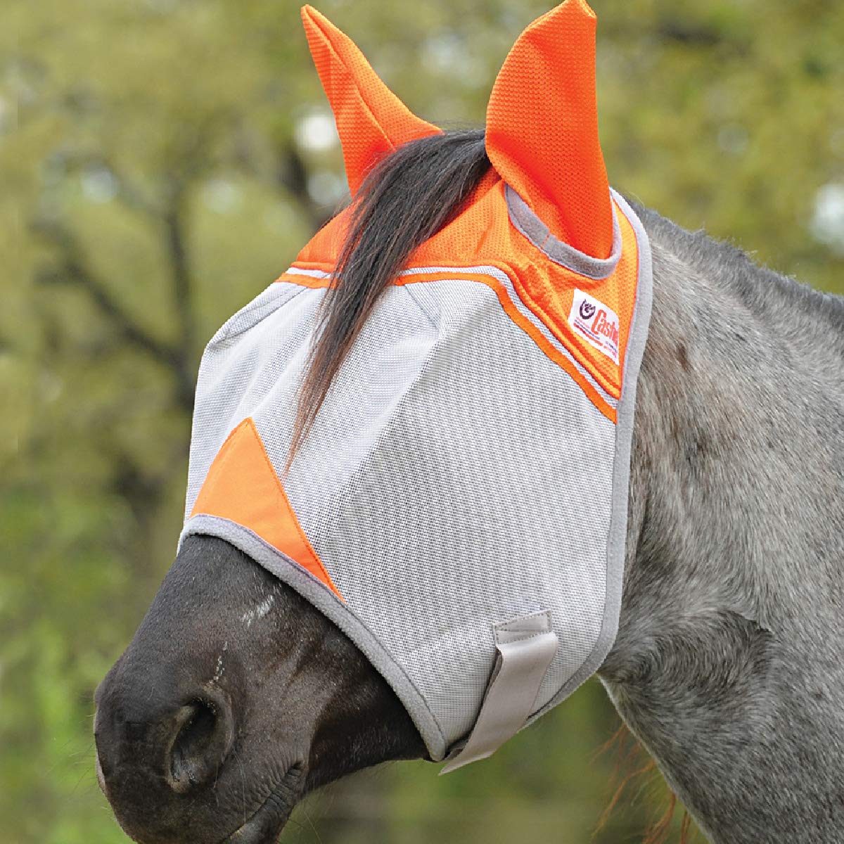 Cashel Crusader Fly Mask for Charity, Standard with Ears (Orange, Warmblood)
