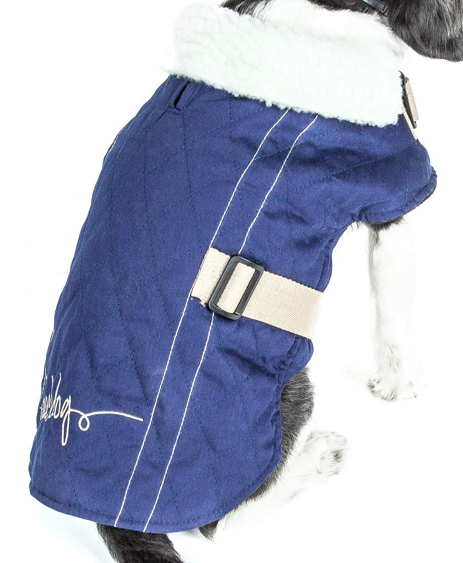 Touchdog 'Sherpa-Bark' Original Designer Fashion Pet Dog Coat Jacket, Large, Royal Blue
