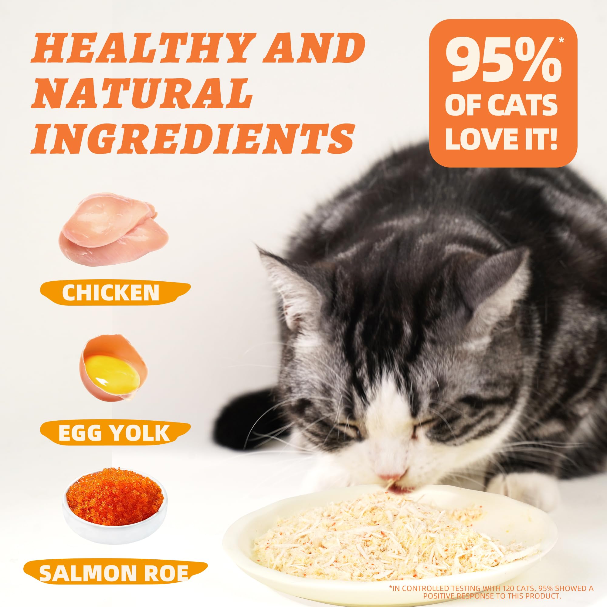 Wellix Dog & Cat Food Topper - Salmon Roe Treats Freeze Dried Egg Yolk & Chicken Flavor Low Calorie - Antioxidant and Skin & Coa