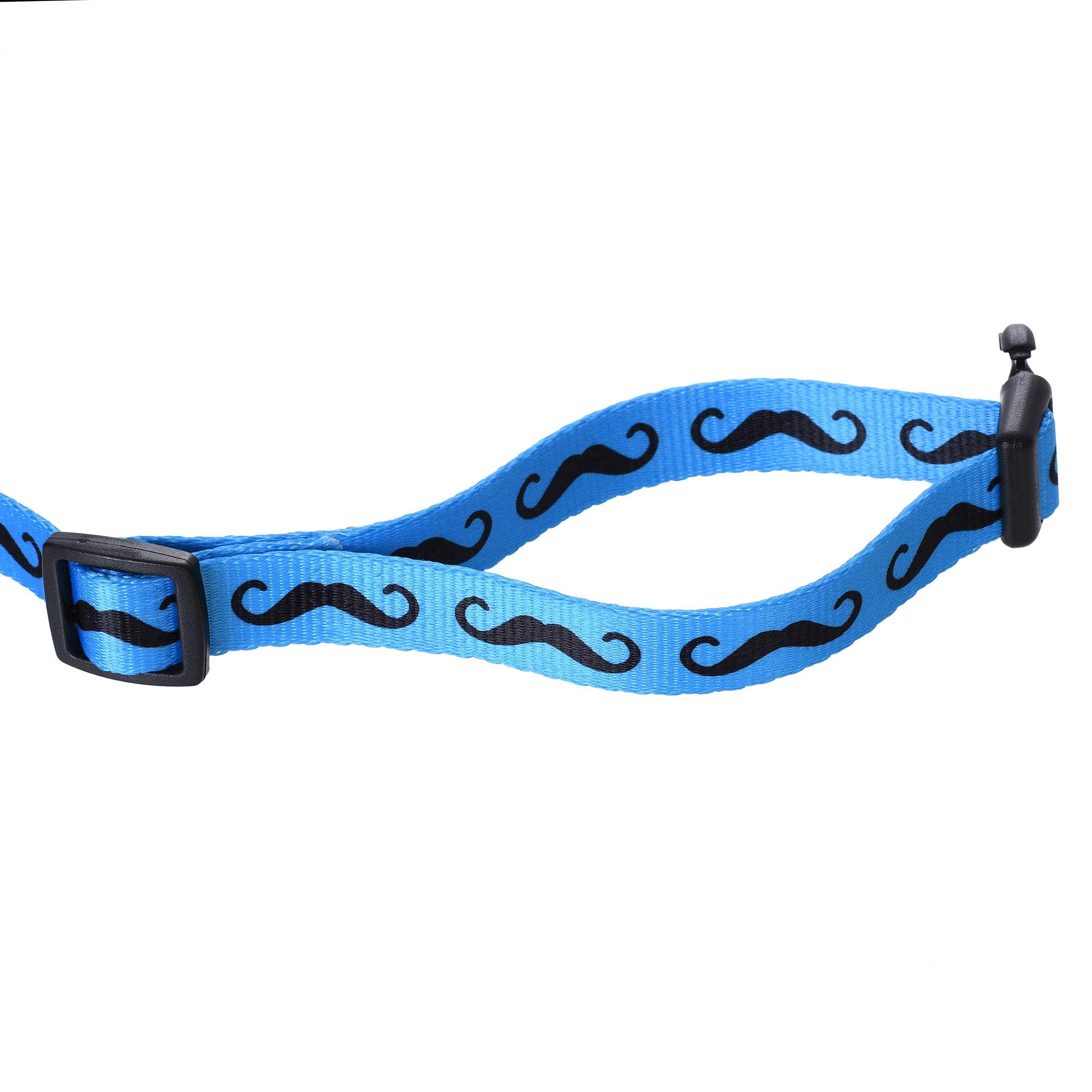 Mile High Life Dog Collar | Cute Puppy Collars | Lightweight Girl Dog Collar | Soft Boy Dog Collars | W Paws Bones Mustache Pattern (Blue, Large)