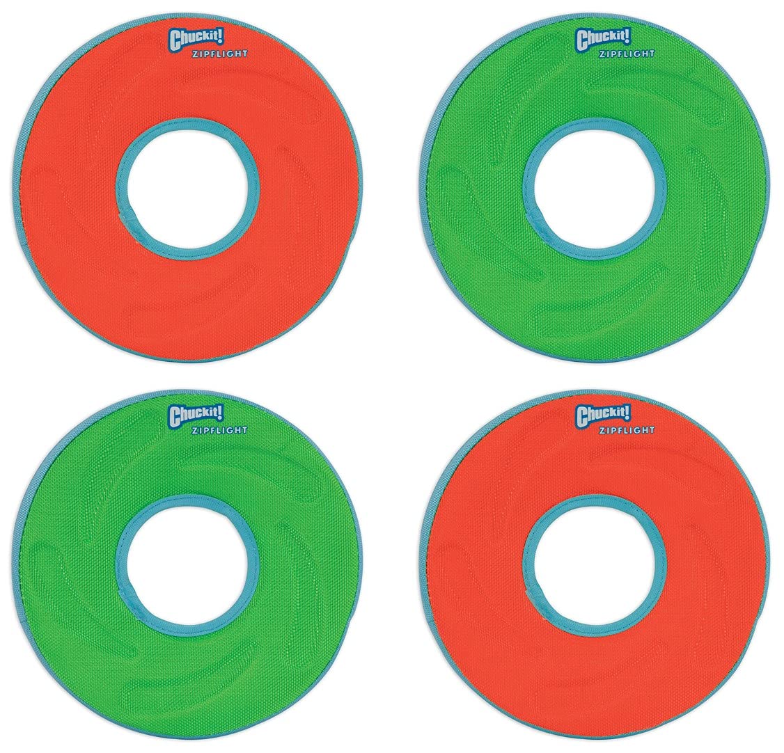 Chuckit Zipflight Amphibious Flying Ring - Assorted Small – 6 In. Diameter (4 Pack)