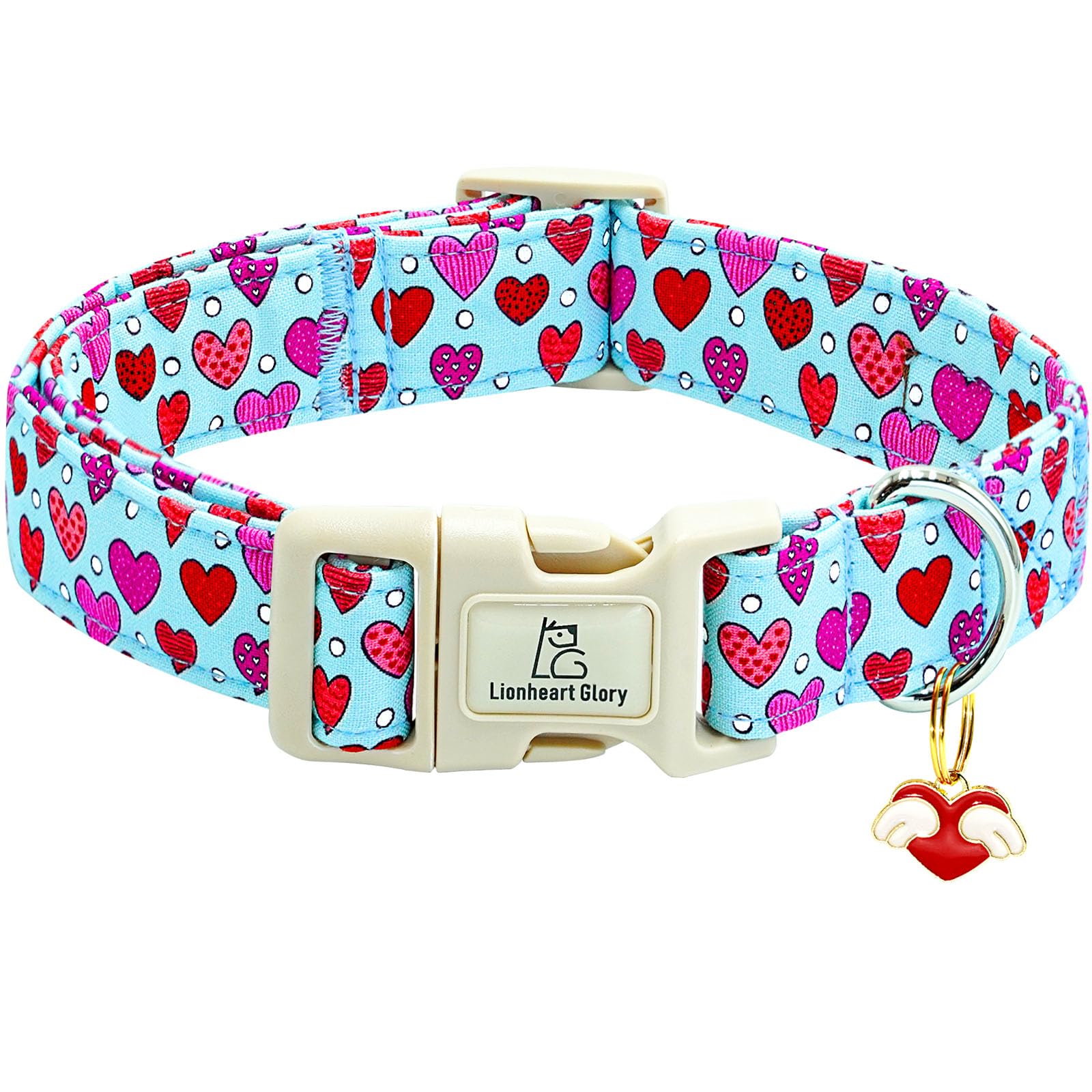 Lionheart Glory Valentine Collar-Red Hearts Dog Collar For Small Cute Dog Collars Spring Female Male Pet Gift Adjustable Heavy-D
