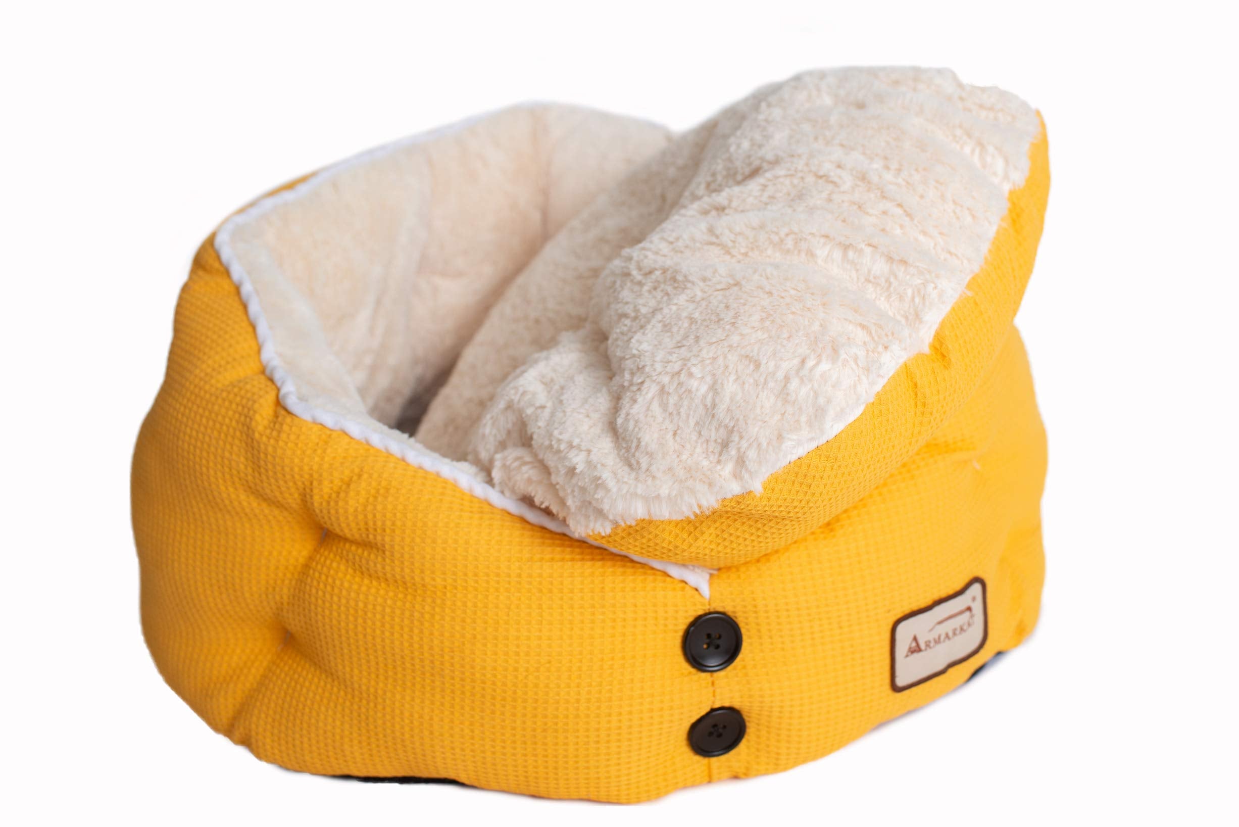 Armarkat Cat Bed Model C75HMB/MH Gold Waffle Texture Poly Blend and White, 22 x 18 x 14