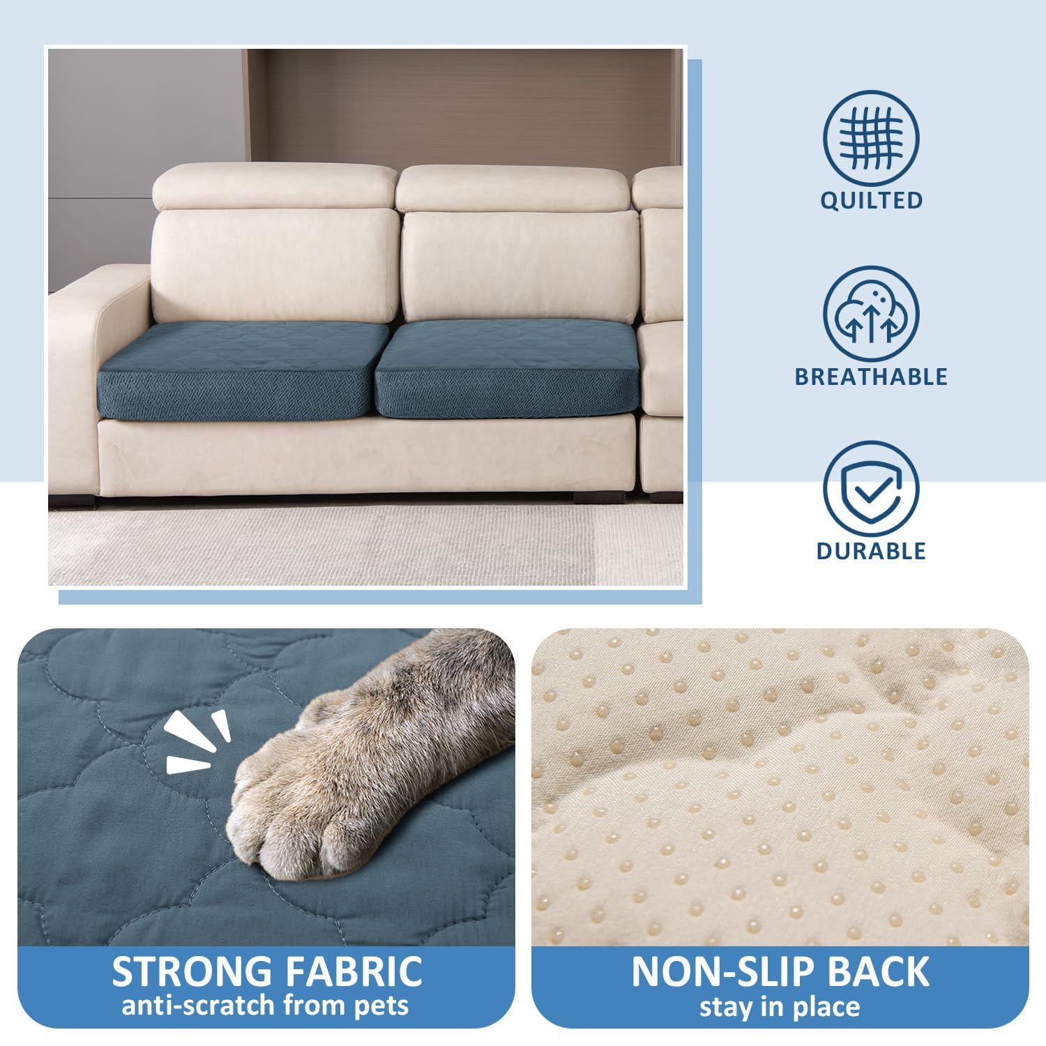 CHHKON Dog Bed Covers Replacement Washable Waterproof Pet Puppy Bed Cover for Dog(Blue,36x27x6 inch)