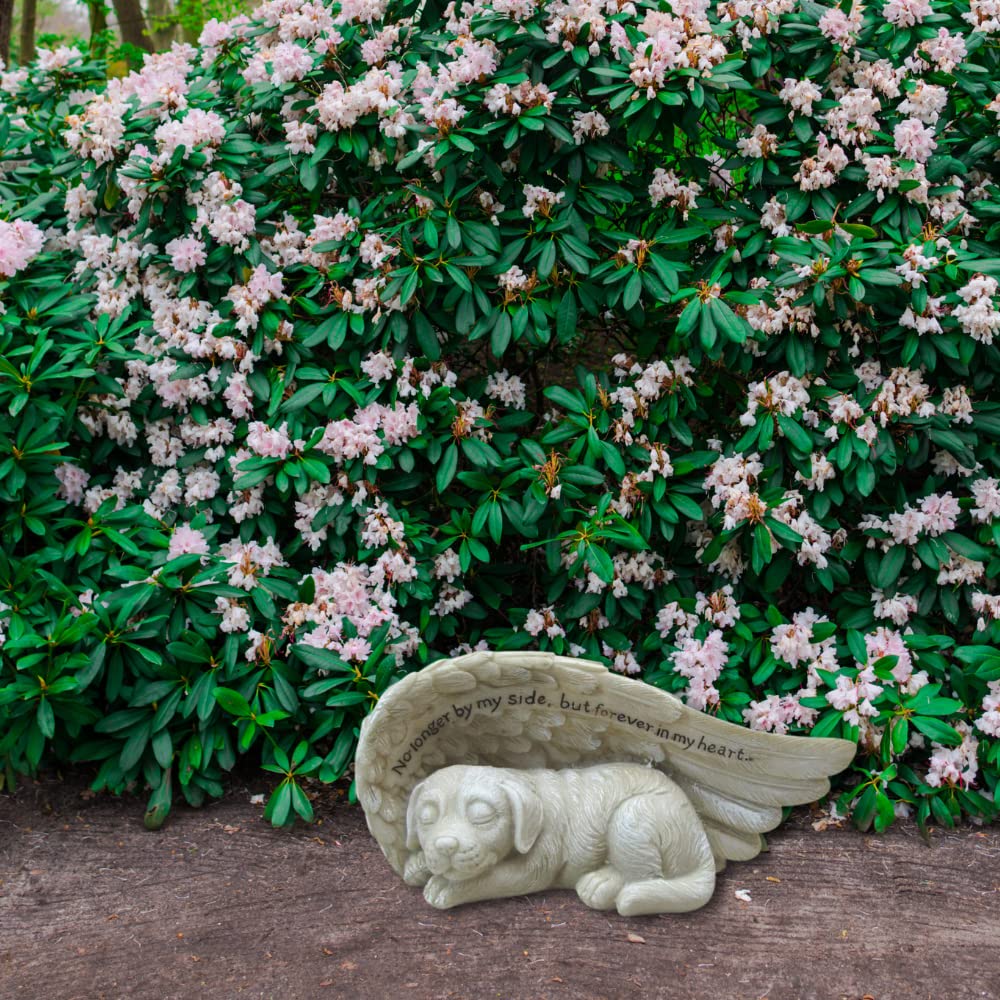 Comfy Hour Loving Memory Collection 4' Dog Peacefully Sleeping In Angel Wing Figurine Pet Statue - In Memory Of My Best Friend Bereavement (No Longer By My Side But Forever In My Heart), Polyresin