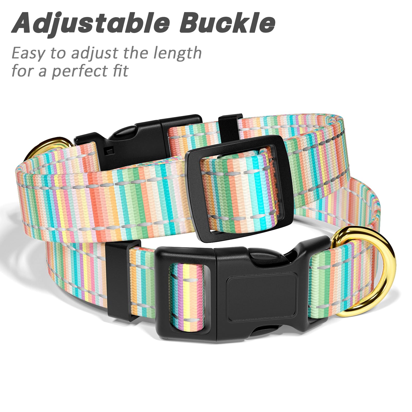Tmoodel Reflective Dog Collar, Cute Dog Collar For Large Dogs, Soft Nylon Puppy Collar For Boy And Girl Female Dogs, Adjustable