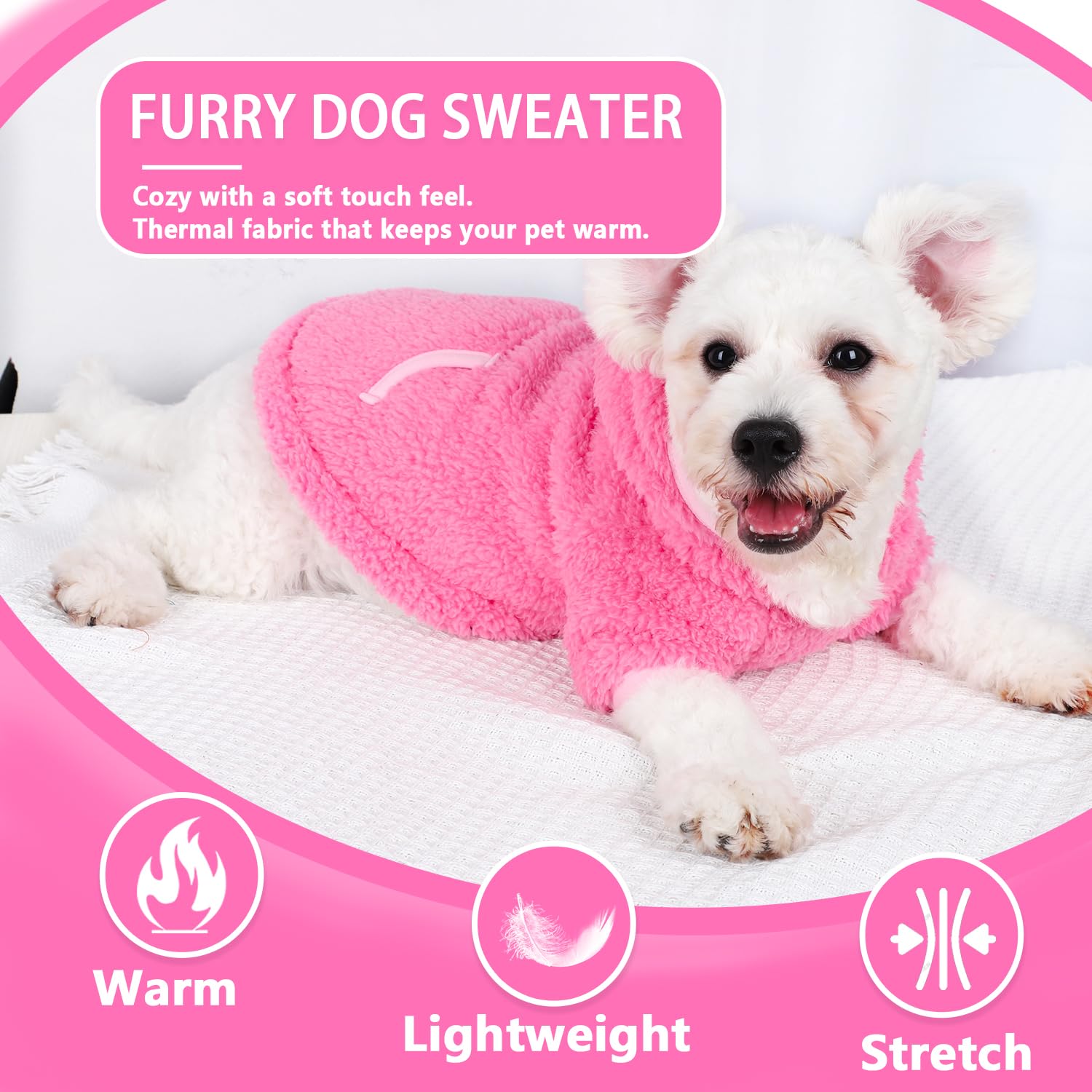 Fleece Dog Sweater Hoodie Sweatshirts Warm Fuzzy Velvet Sweaters Dog Winter Clothes For Small Dogs Girl & Boy, Pet Coats, Cat Ap